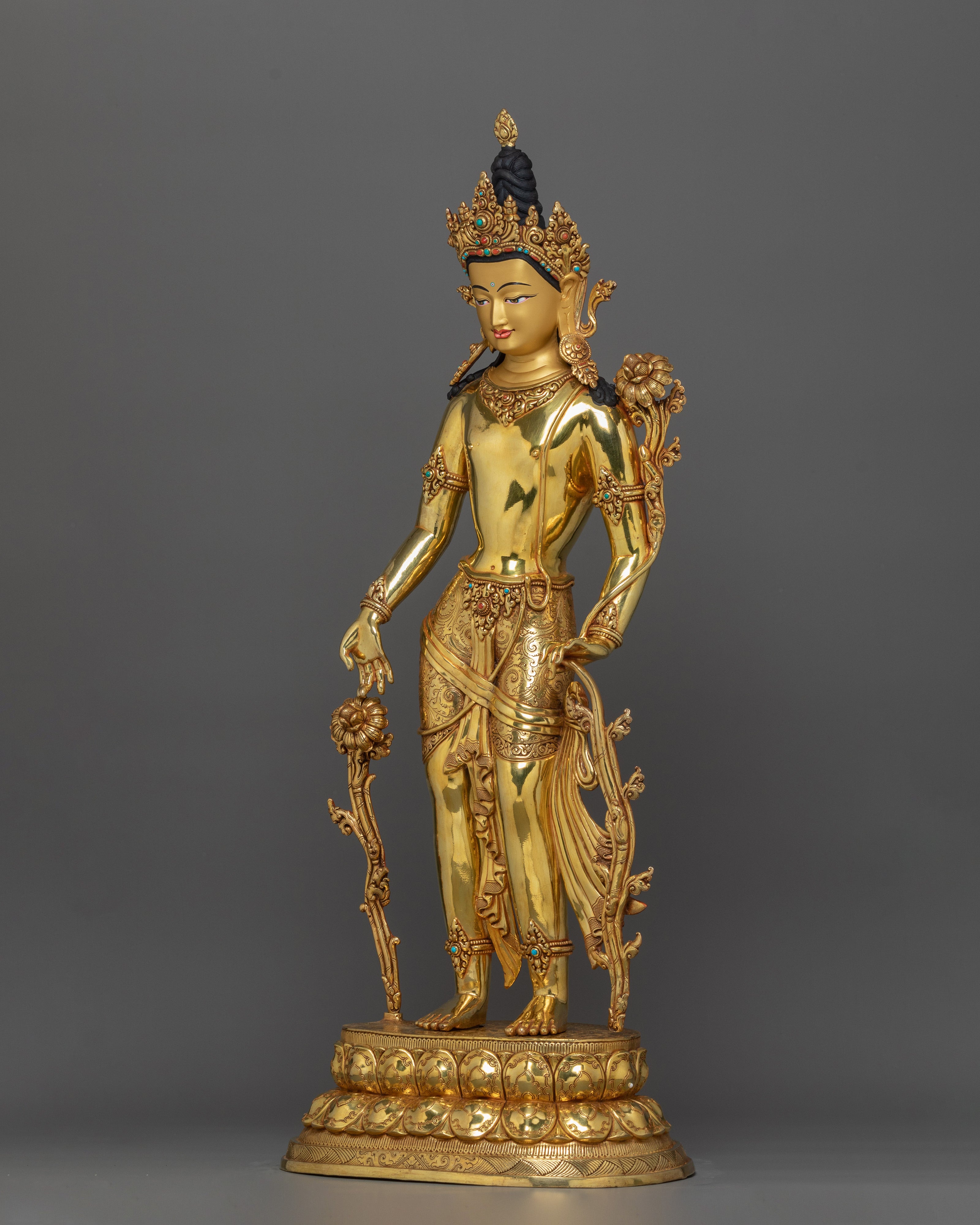 Tibetan Standing Chenrezig Figurine | Bodhisattva of Compassion, Healing and Spiritual