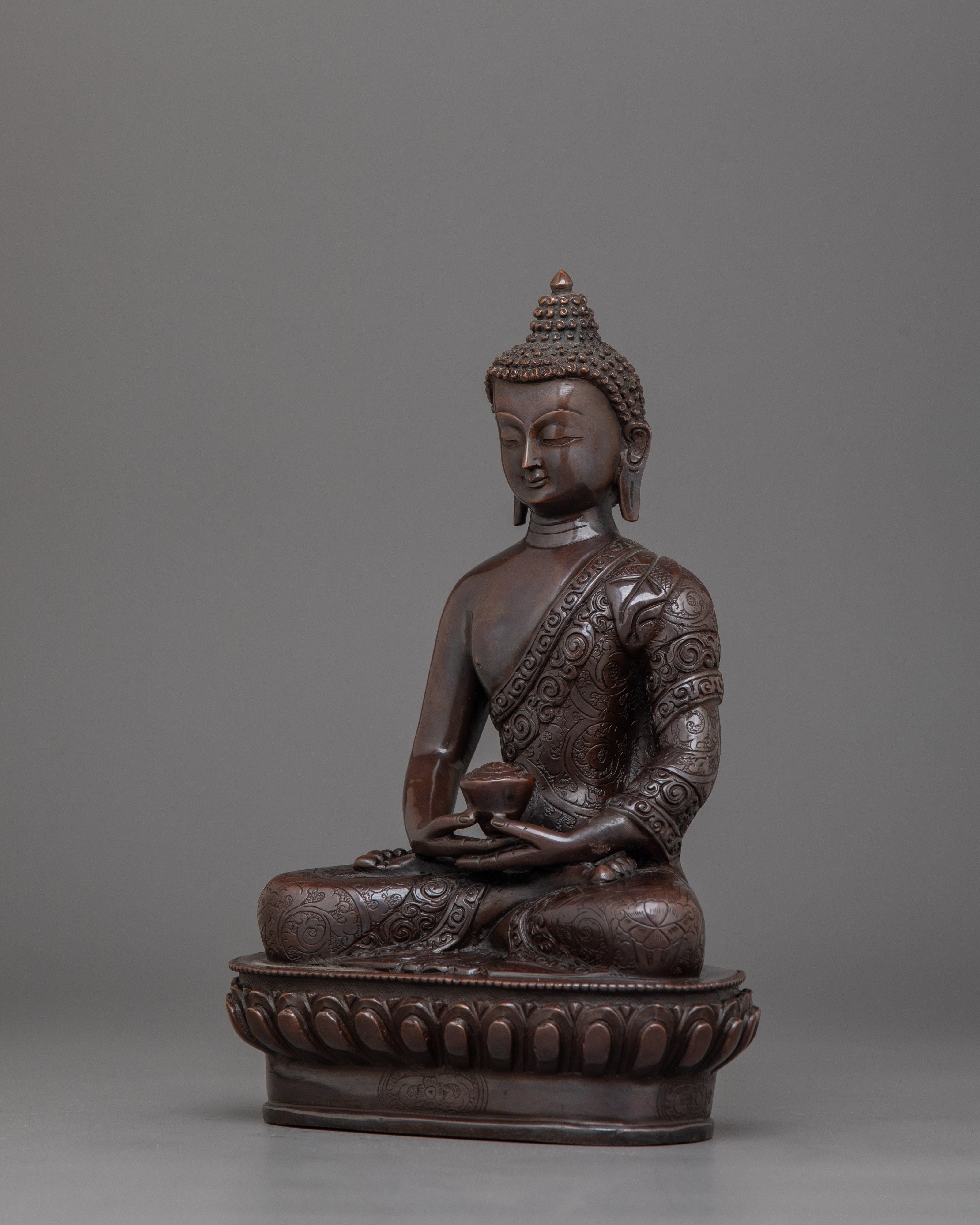 Historical Amitabha Buddha Statue | Oxidized Copper Sculpture