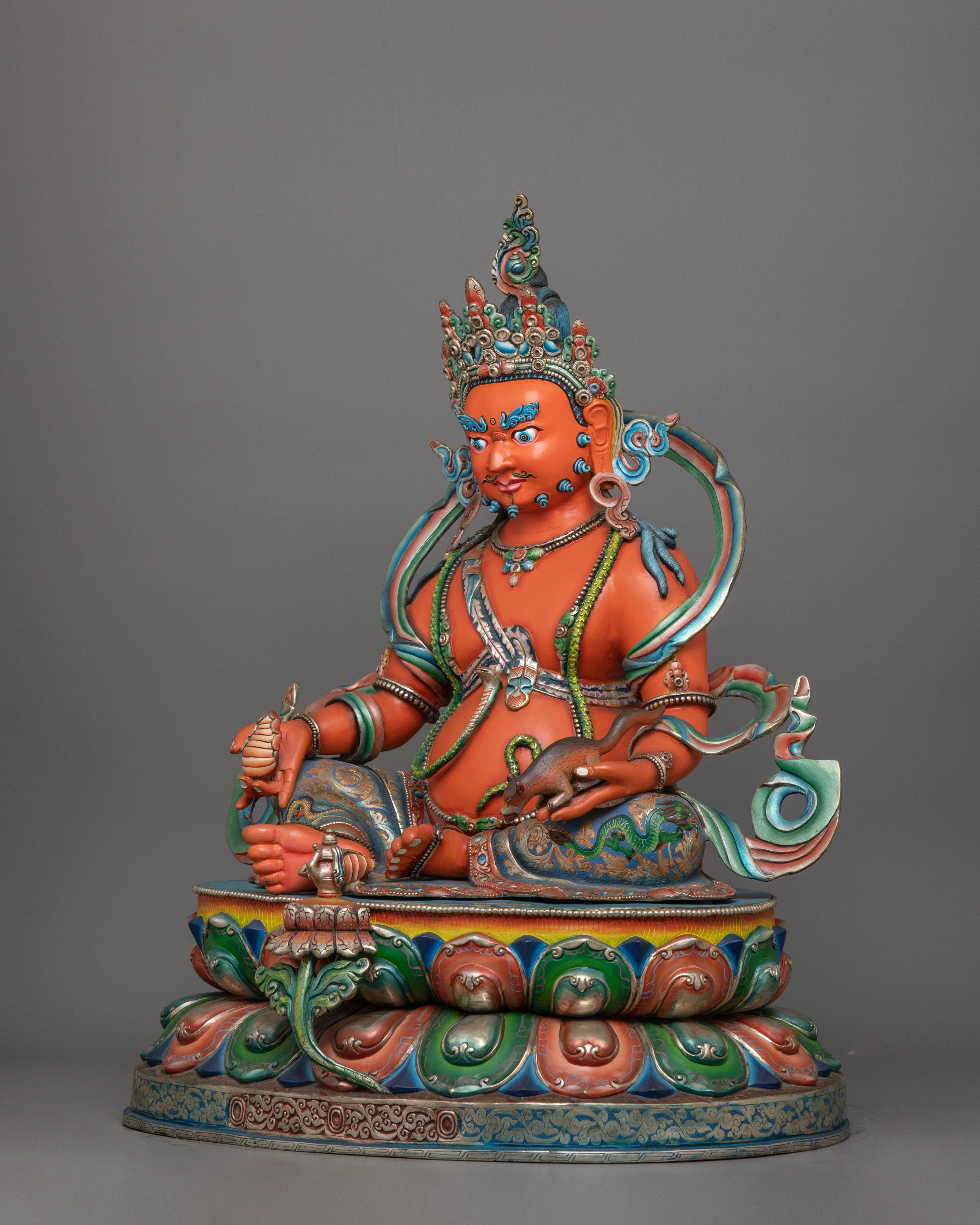 Dzambhala with red Body Statue | Tibetan Buddhist Wealth Deity