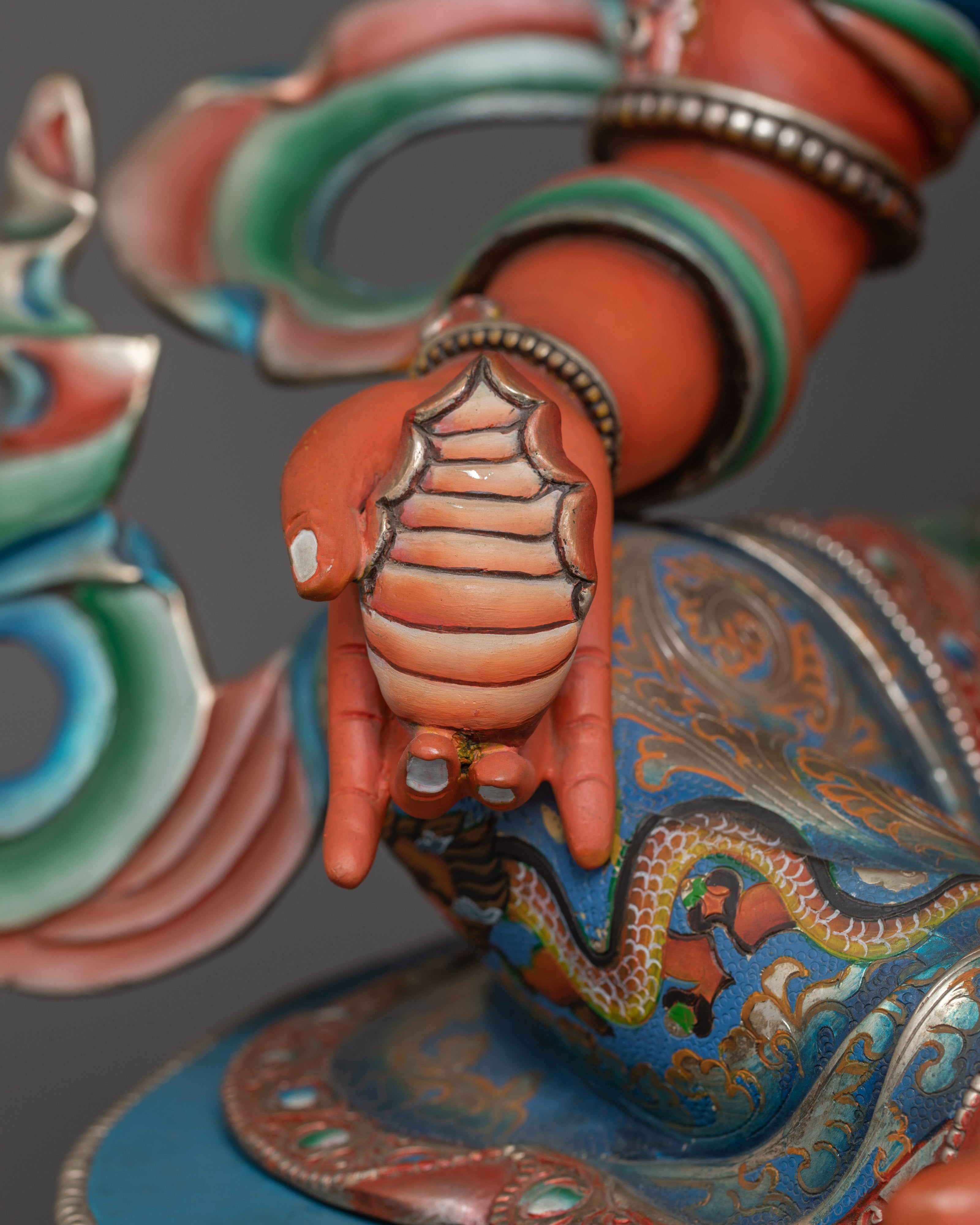 Dzambhala with red Body Statue | Tibetan Buddhist Wealth Deity