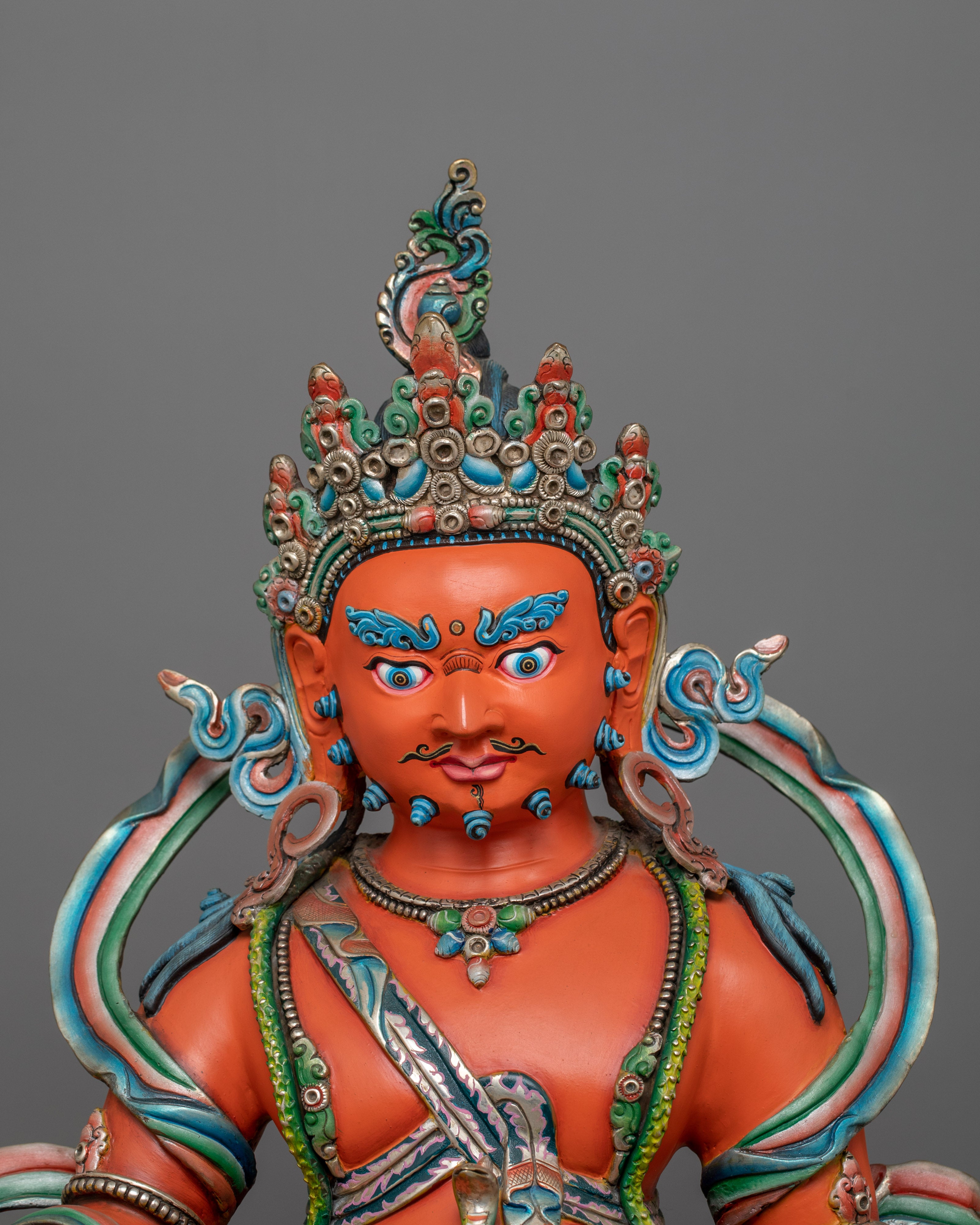 Dzambhala with red Body Statue | Tibetan Buddhist Wealth Deity