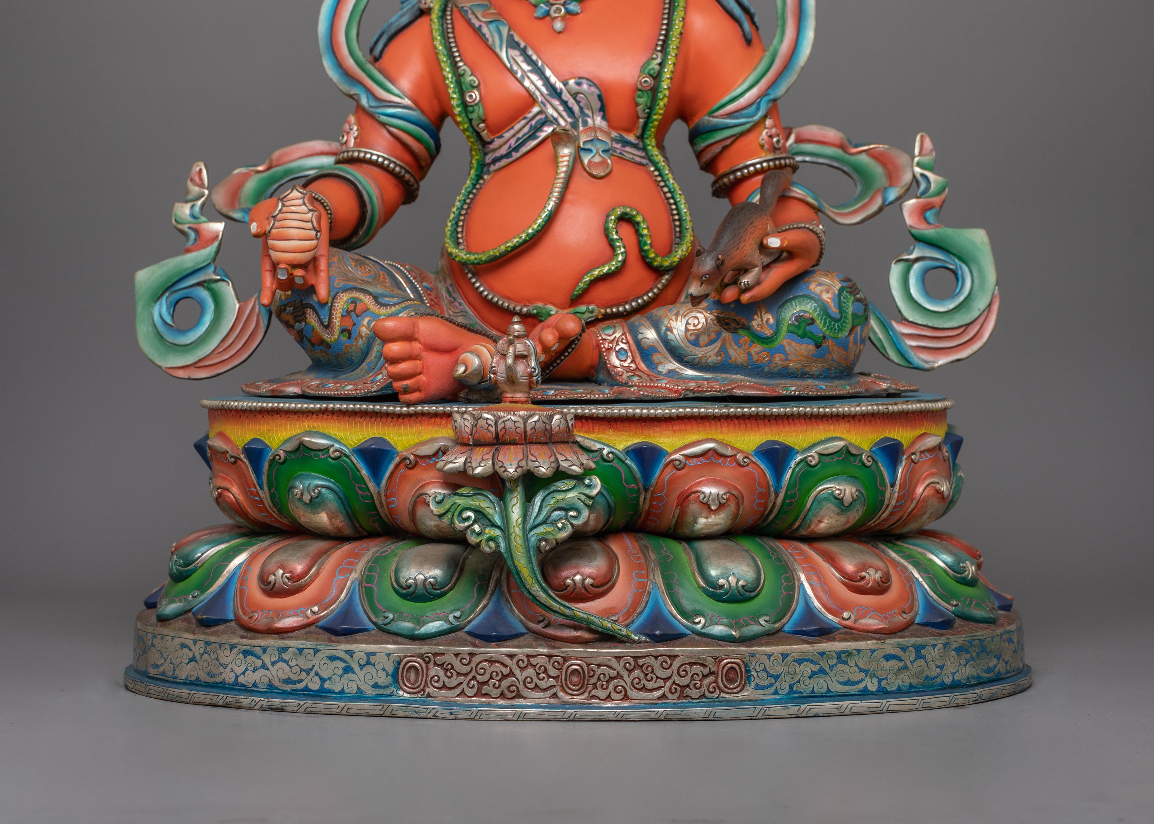 Dzambhala with red Body Statue | Tibetan Buddhist Wealth Deity