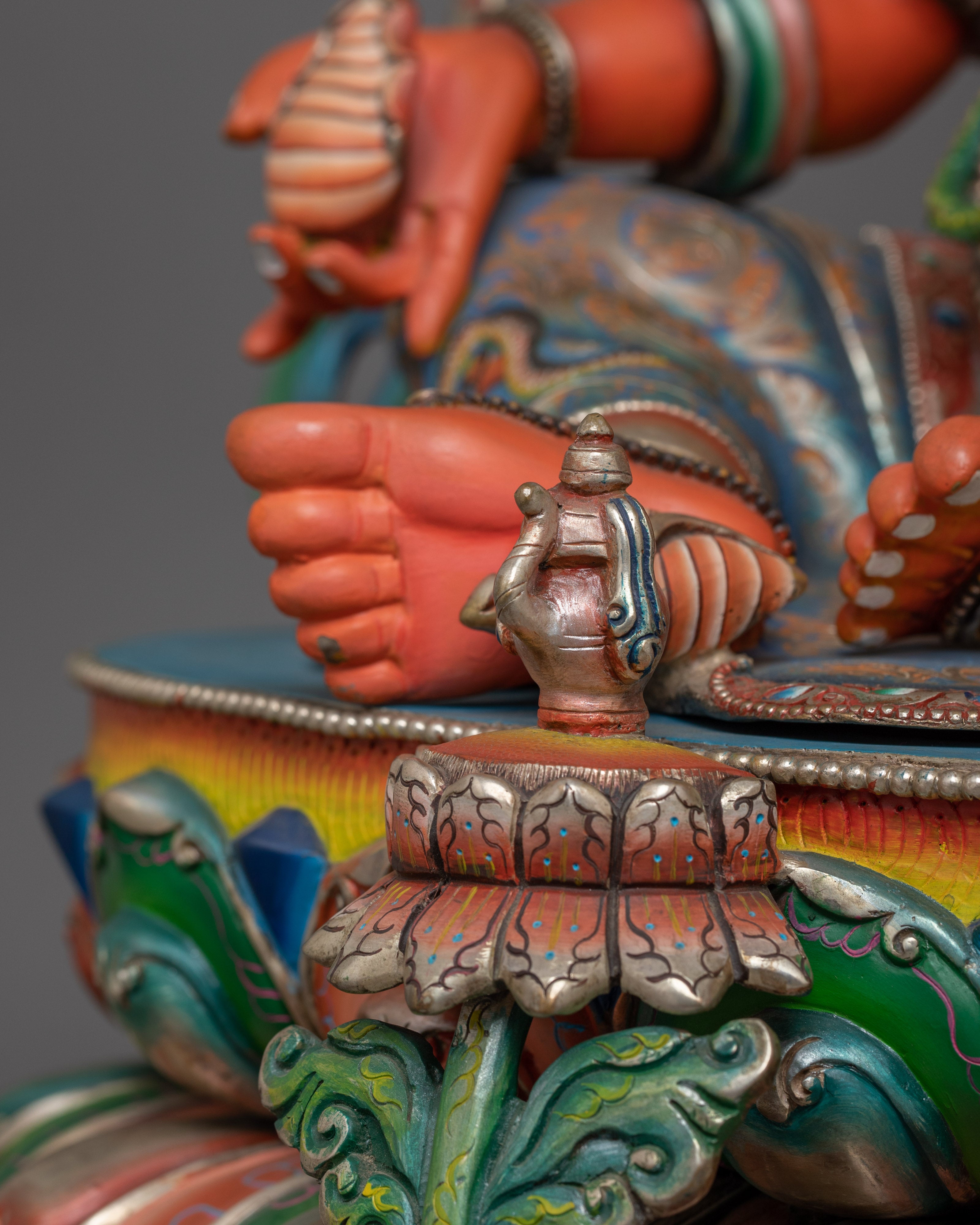 Dzambhala with red Body Statue | Tibetan Buddhist Wealth Deity