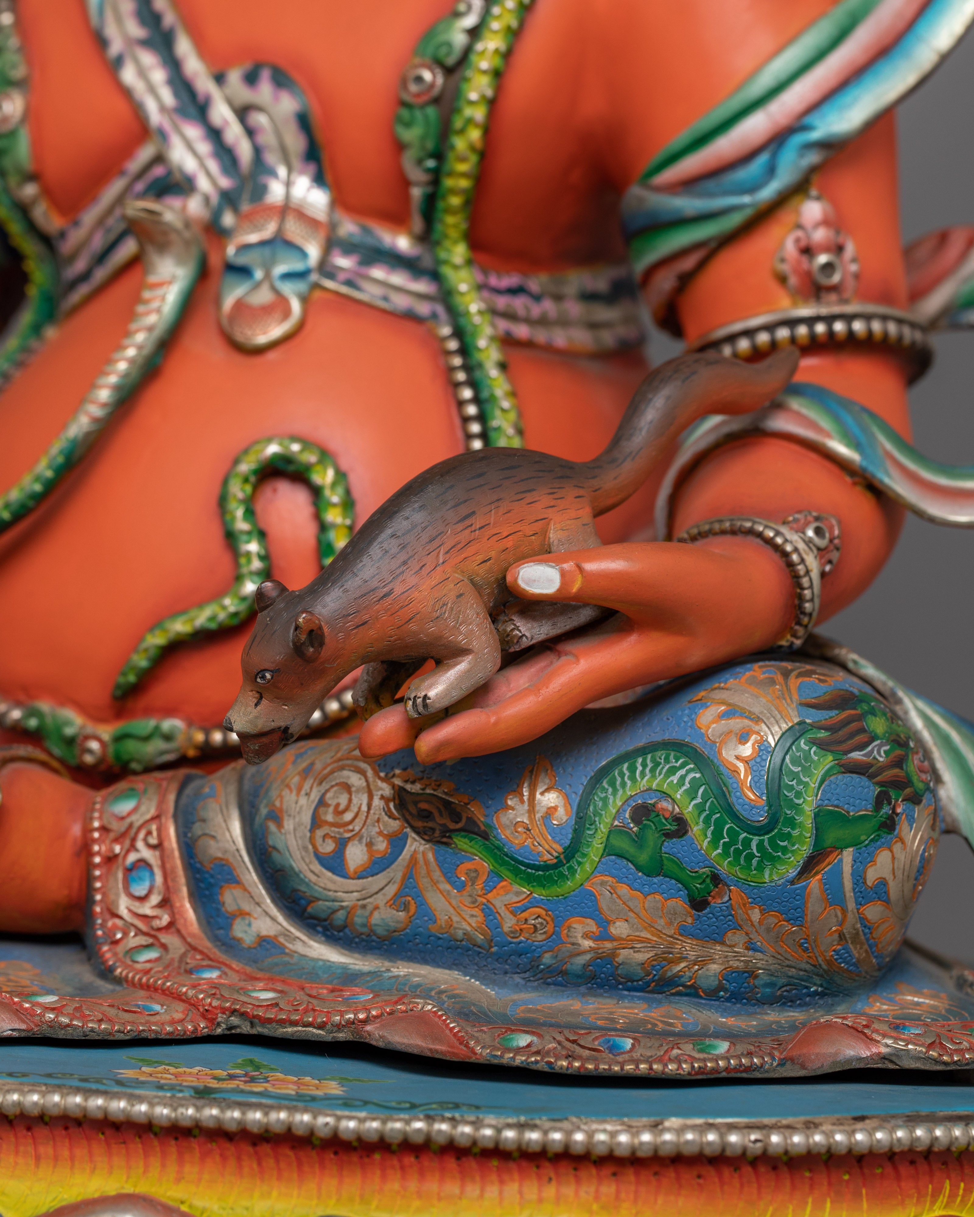 Dzambhala with red Body Statue | Tibetan Buddhist Wealth Deity