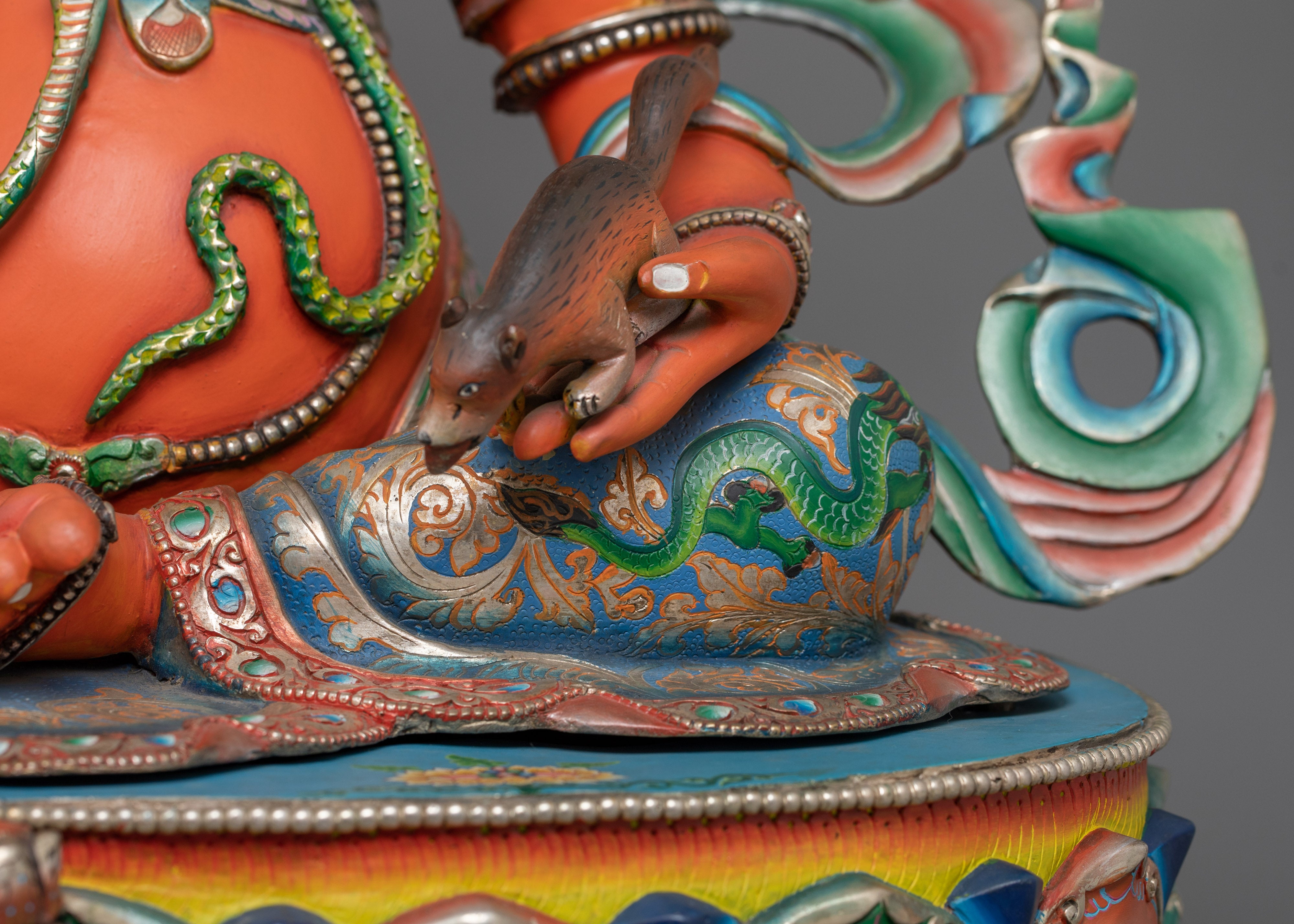 Dzambhala with red Body Statue | Tibetan Buddhist Wealth Deity