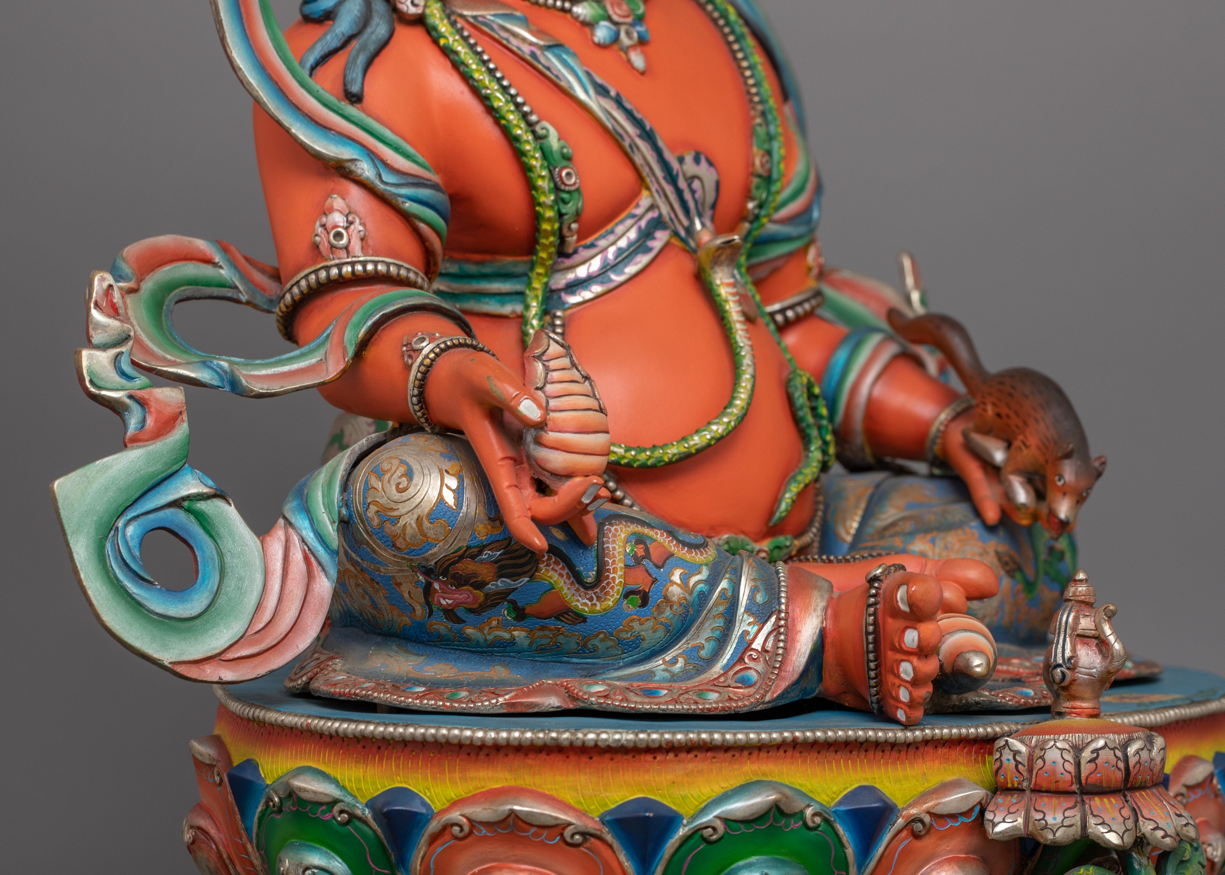 Dzambhala with red Body Statue | Tibetan Buddhist Wealth Deity