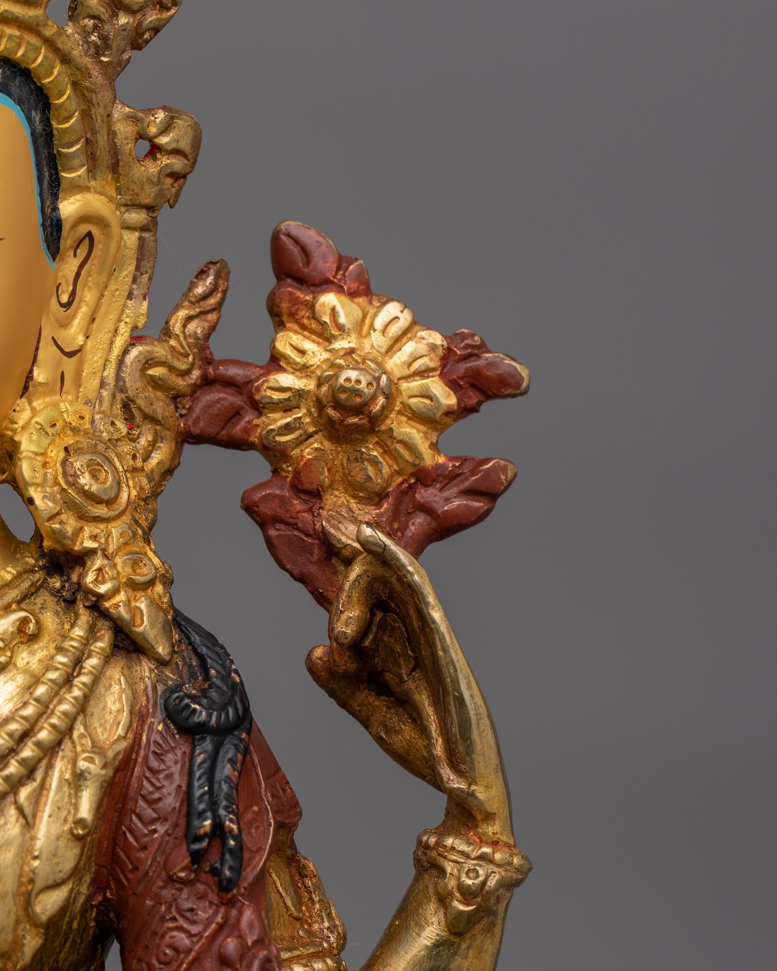 Handcrafted Golden Chenrezig Statue | Also known as Avalokitesvara