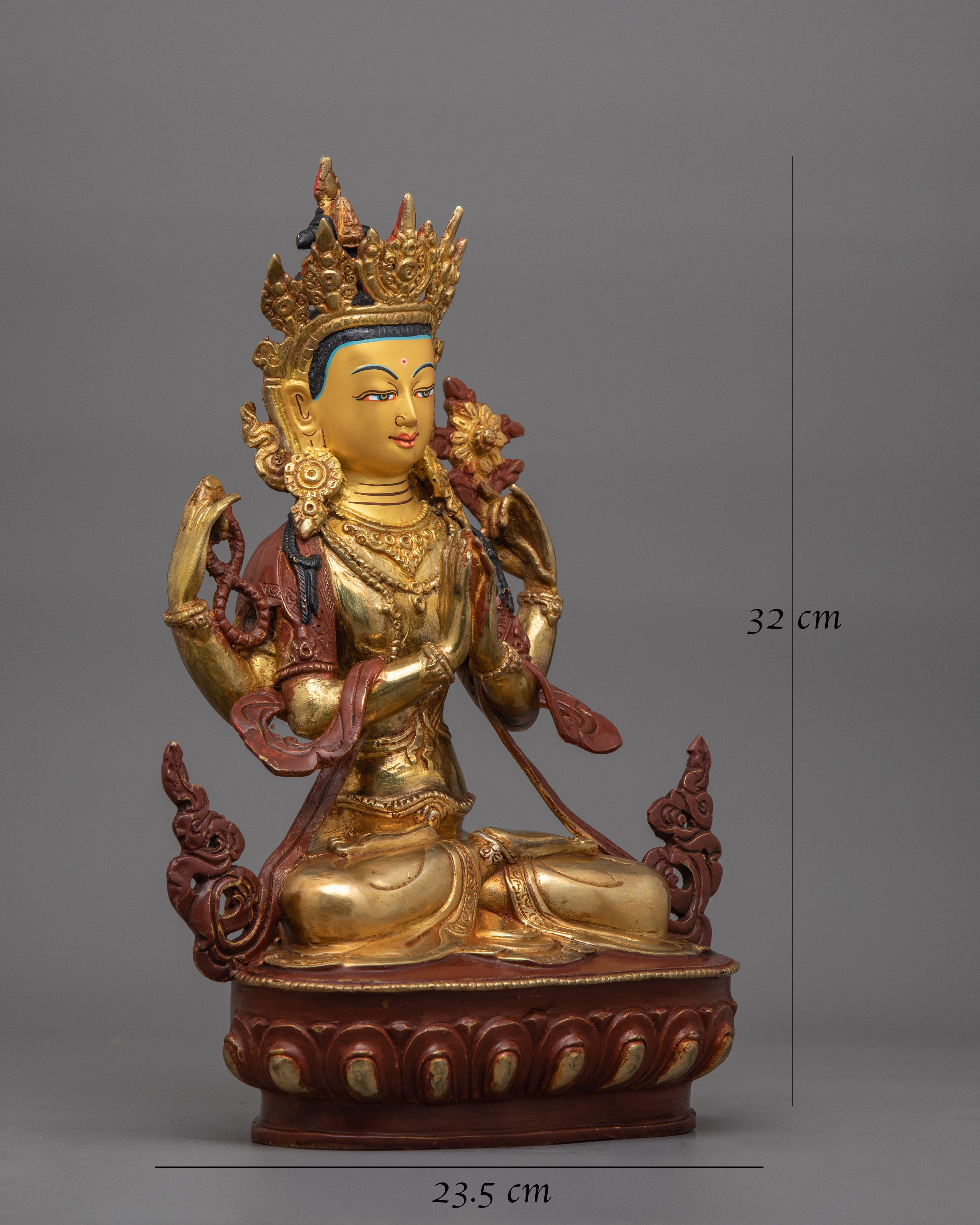Handcrafted Golden Chenrezig Statue