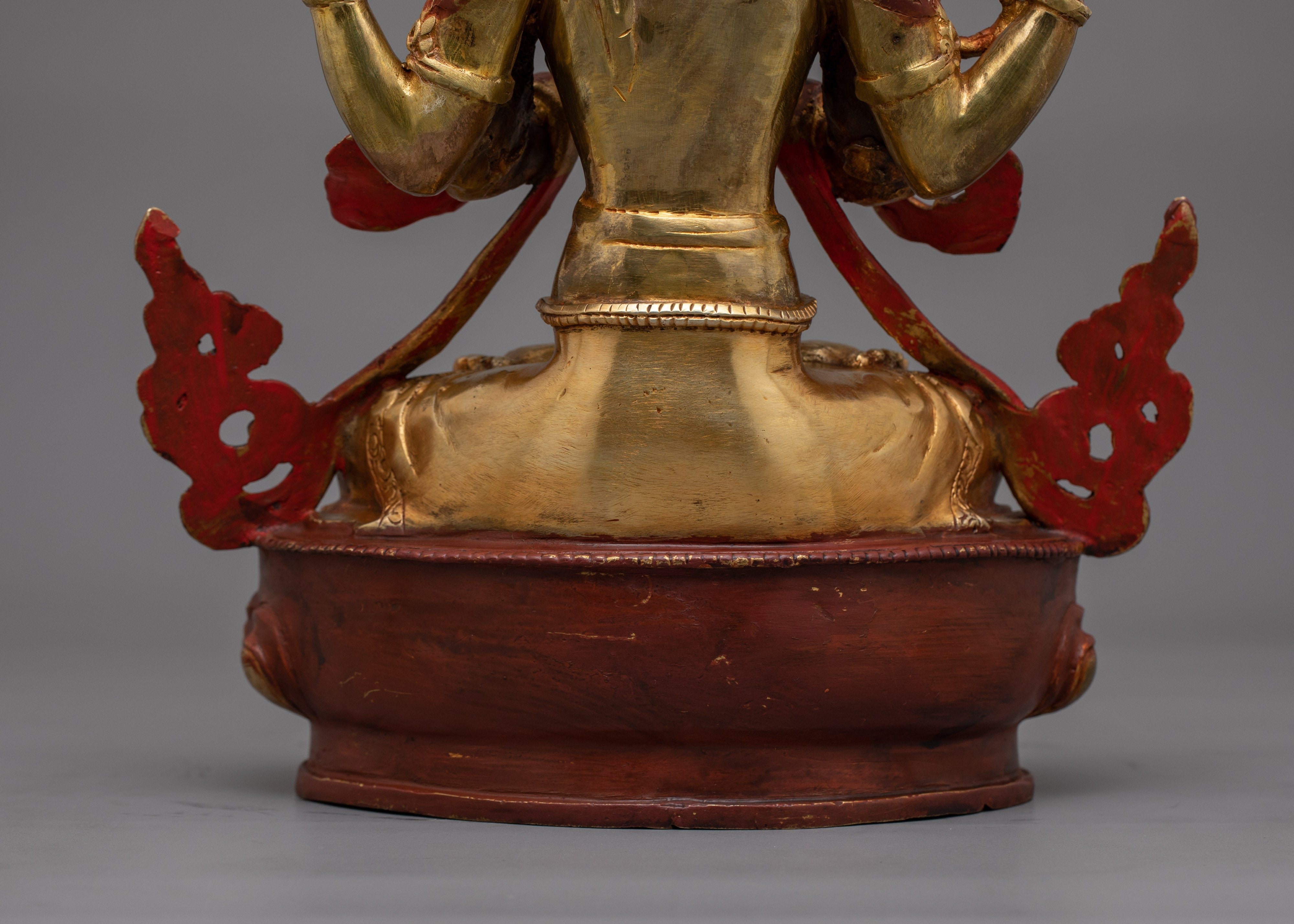 Handcrafted Golden Chenrezig Statue | Also known as Avalokitesvara