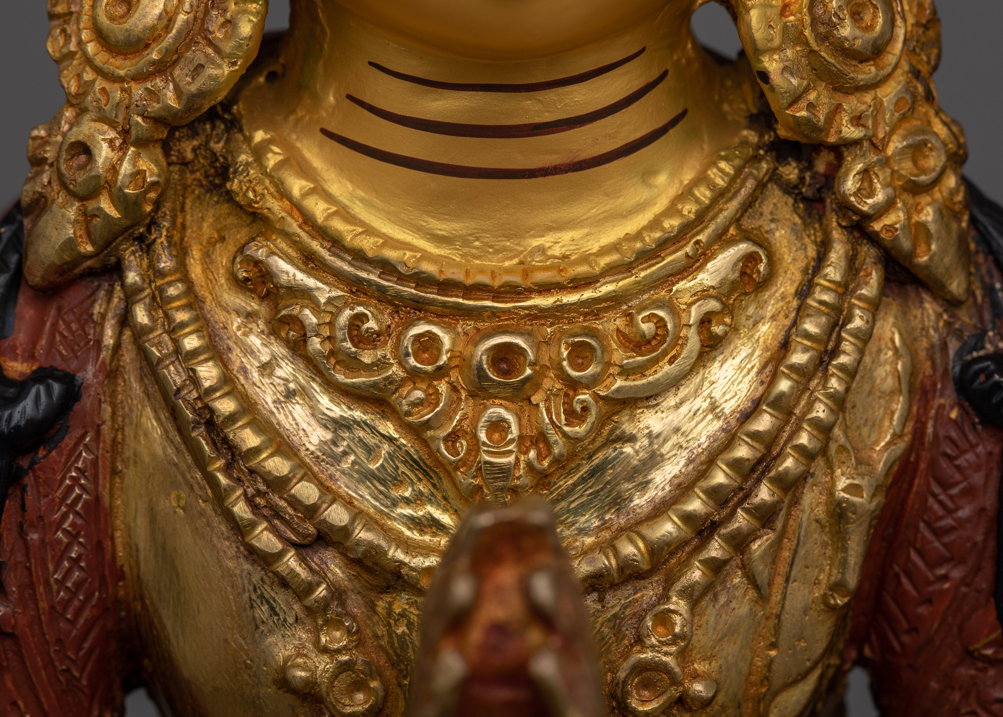 Handcrafted Golden Chenrezig Statue | Also known as Avalokitesvara