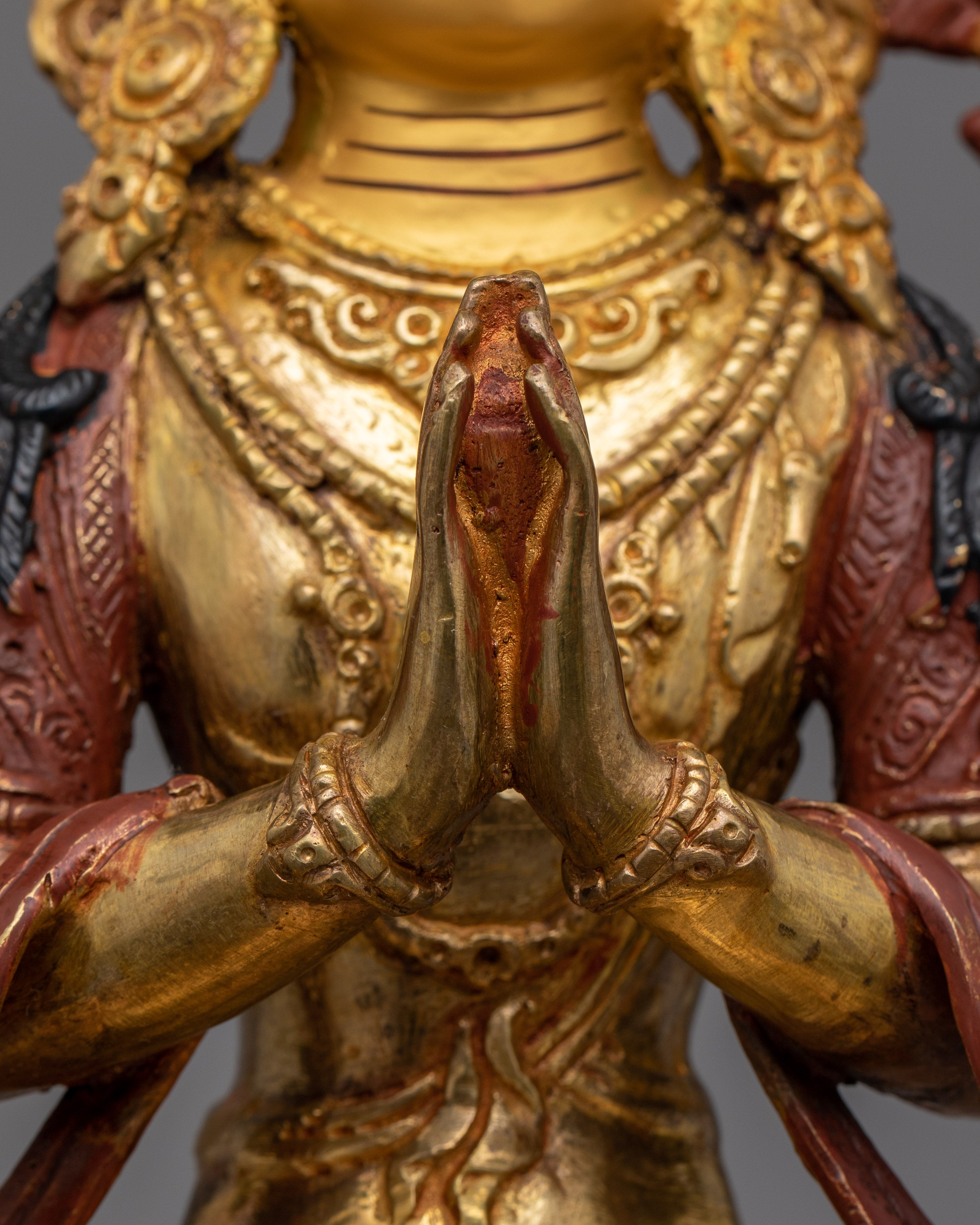 Handcrafted Golden Chenrezig Statue | Also known as Avalokitesvara
