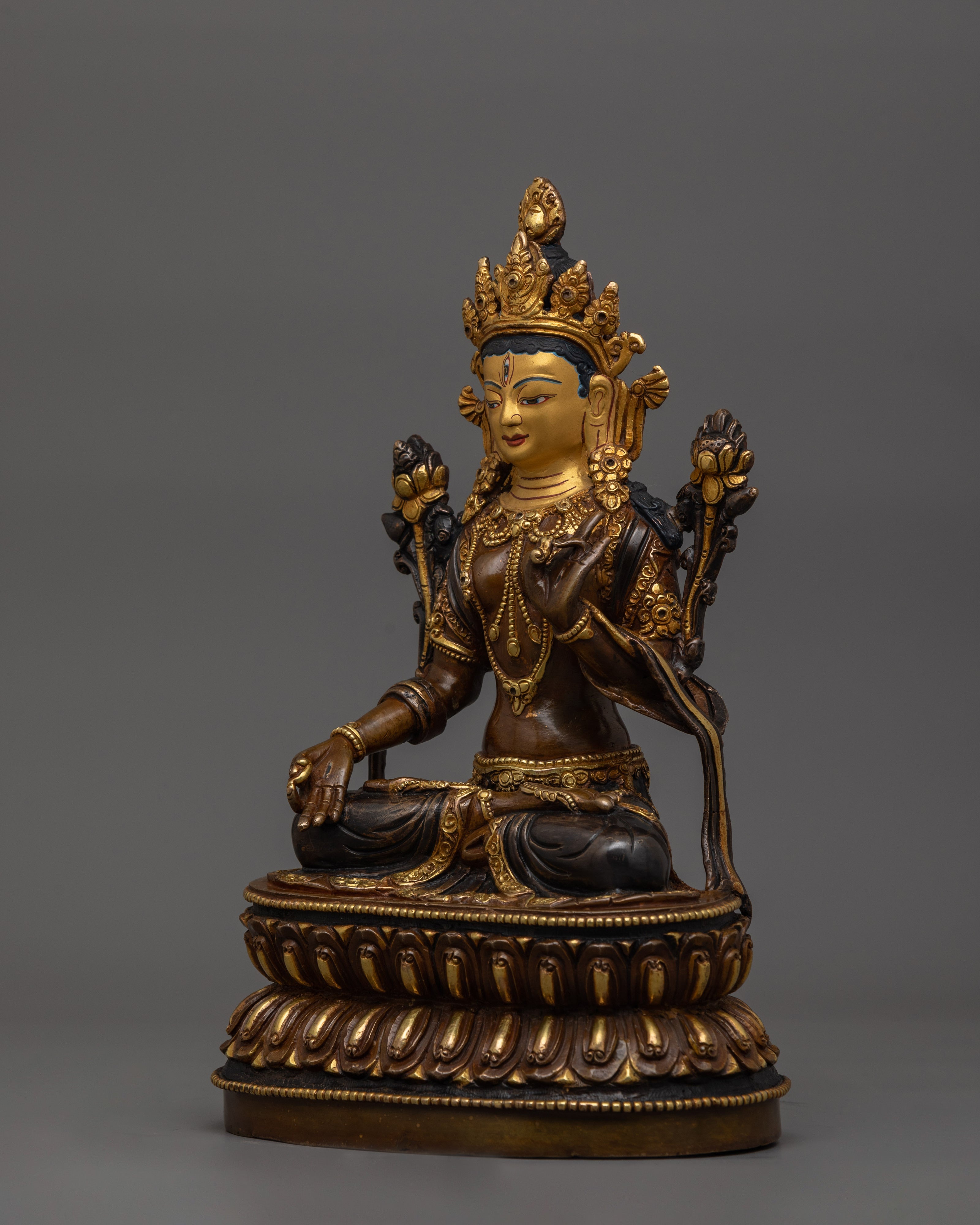 Seven Eyes Deity White Tara Sculpture | Mother of all Buddhas