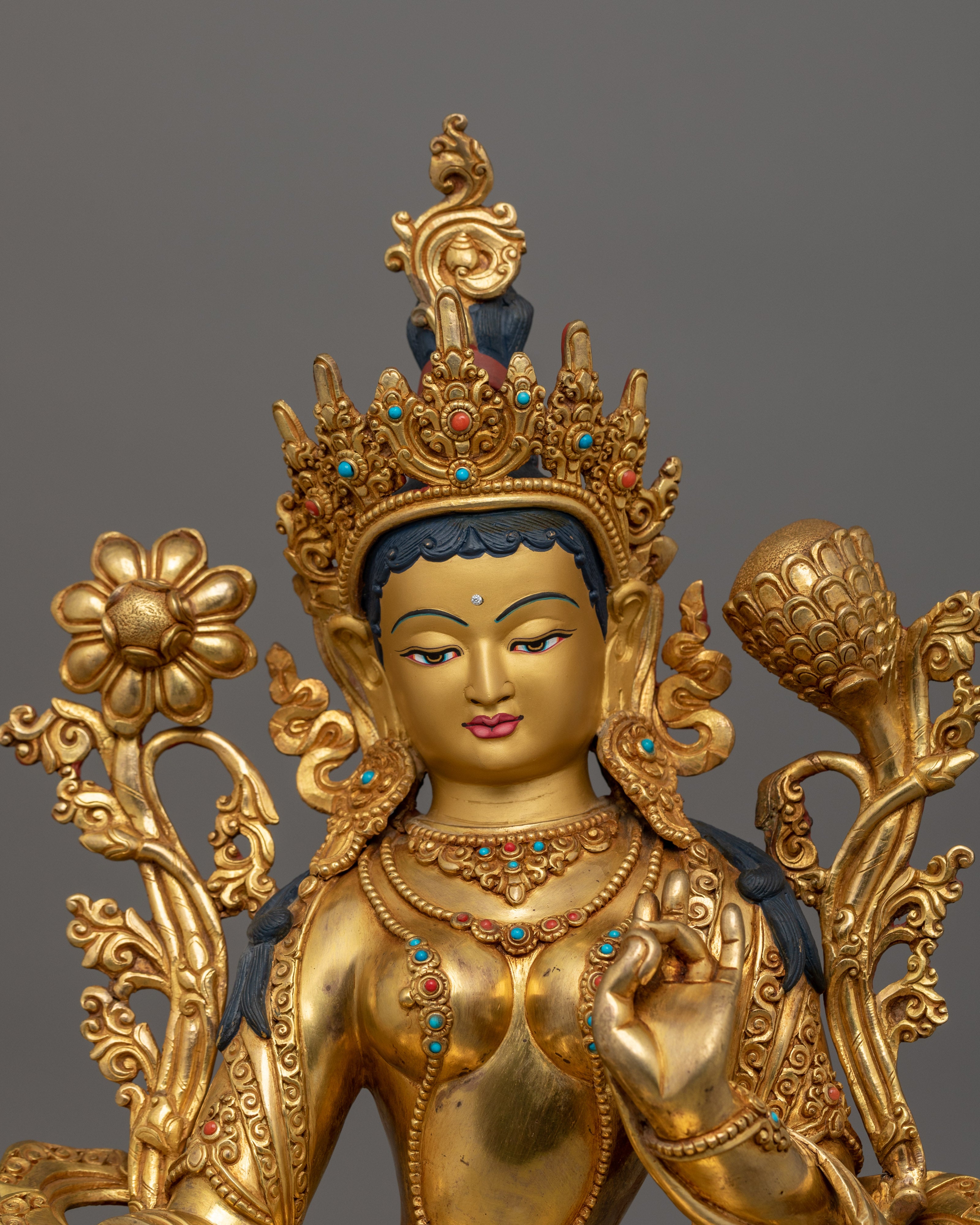 Handcrafted Goddess Green Tara Sculpture | Himalayan Tibetan Art