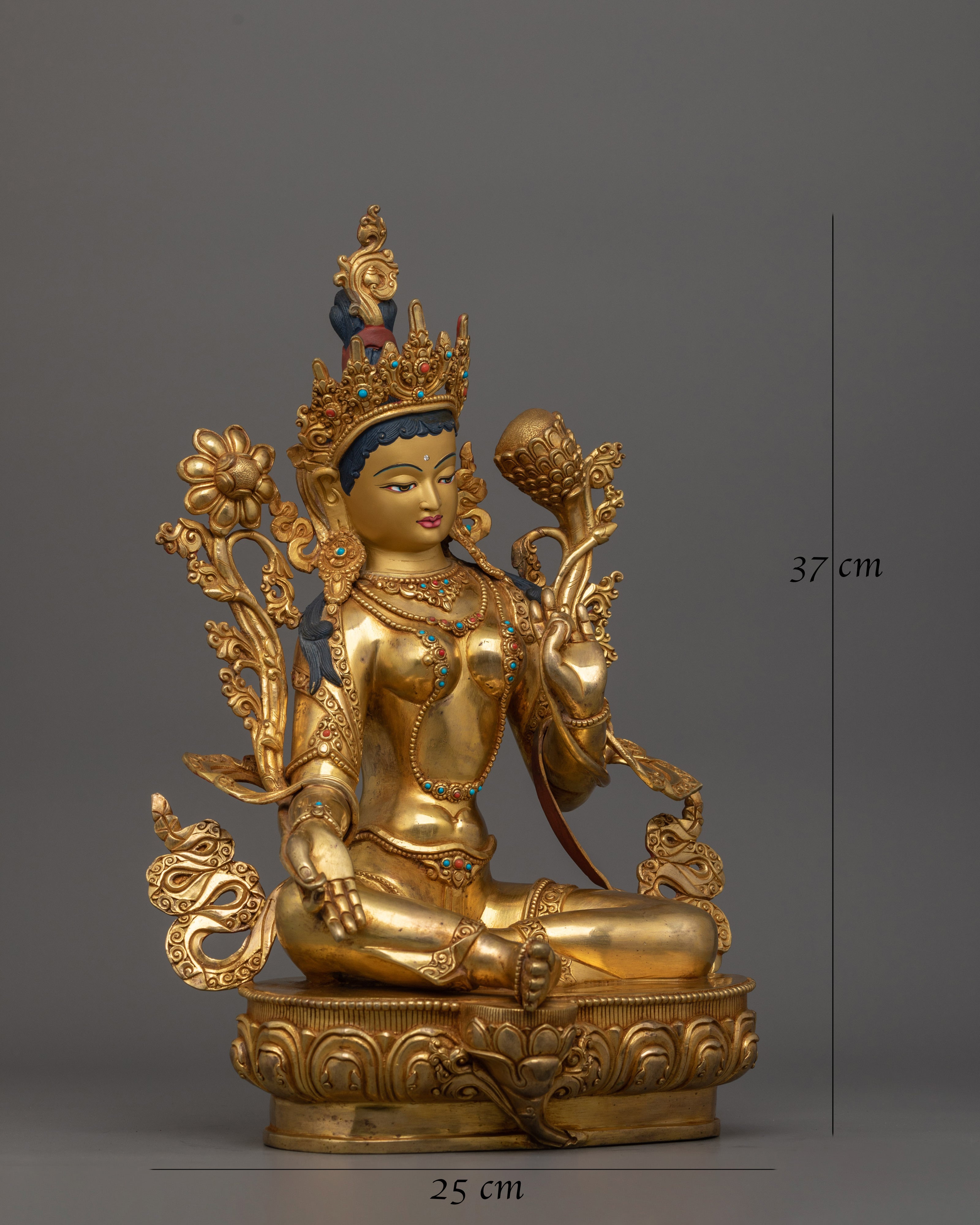 Handcrafted Goddess Green Tara Sculpture