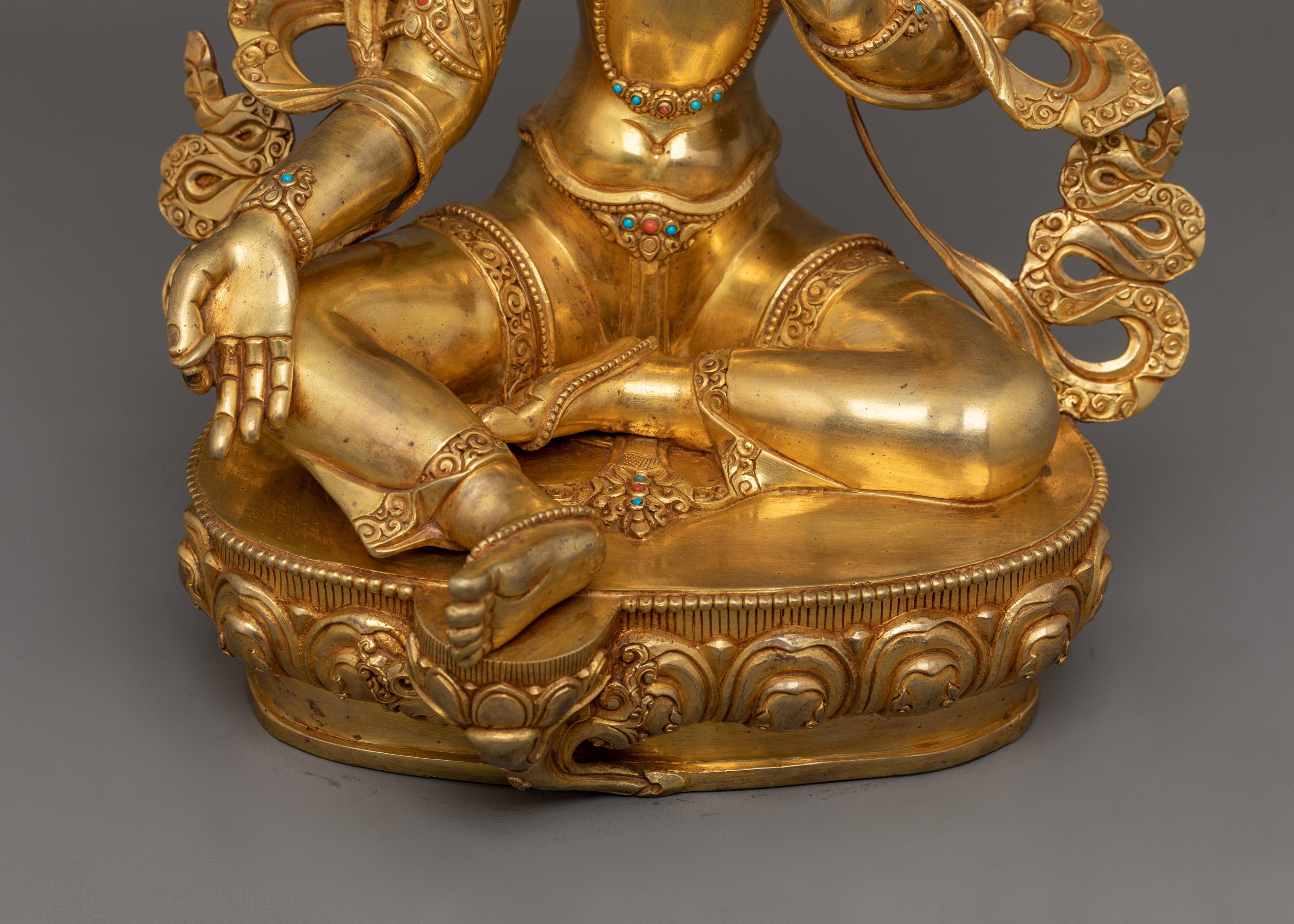 Handcrafted Goddess Green Tara Sculpture | Himalayan Tibetan Art