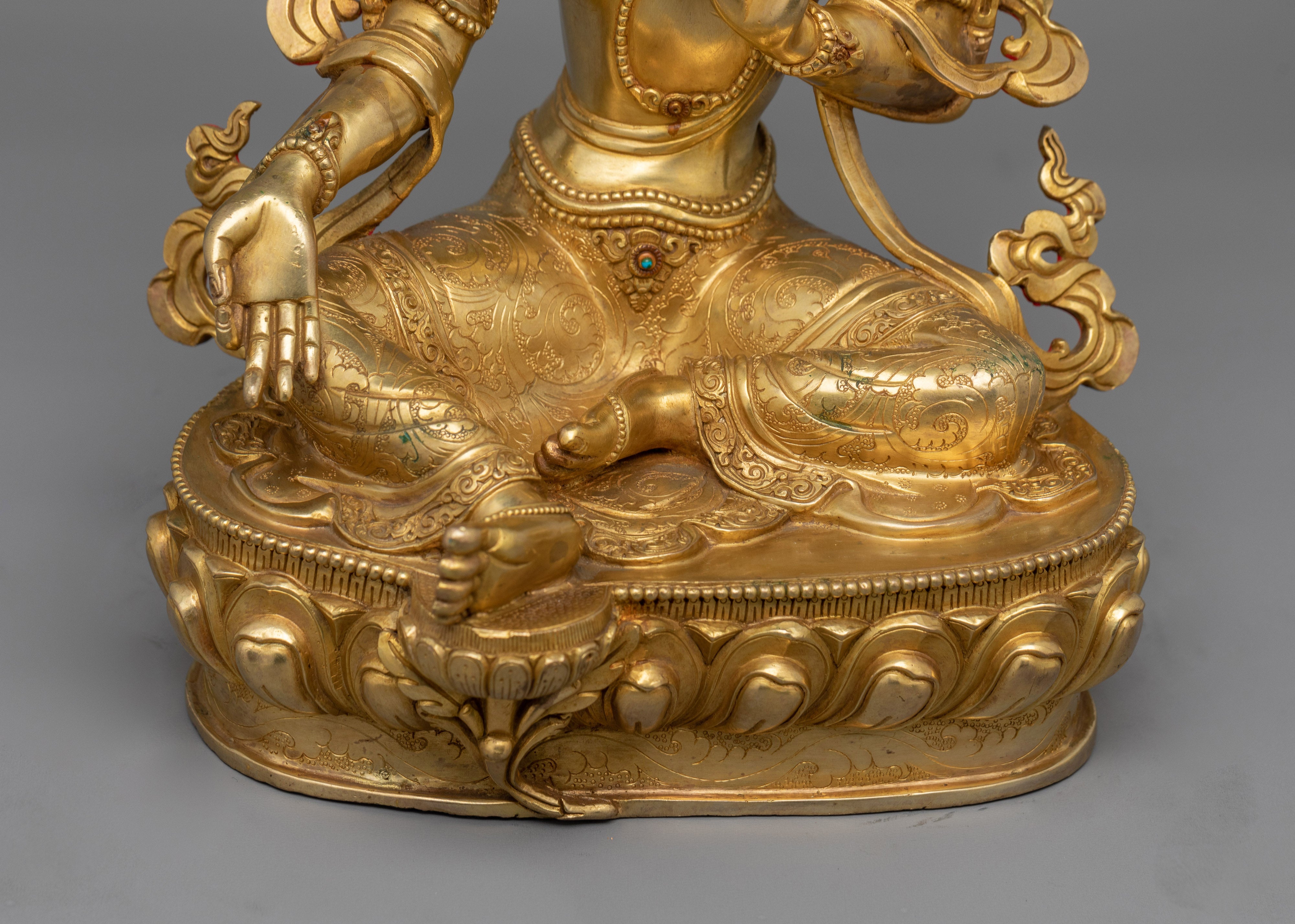 Green Tara Protector Deity Statue | Divine Feminine Artwork