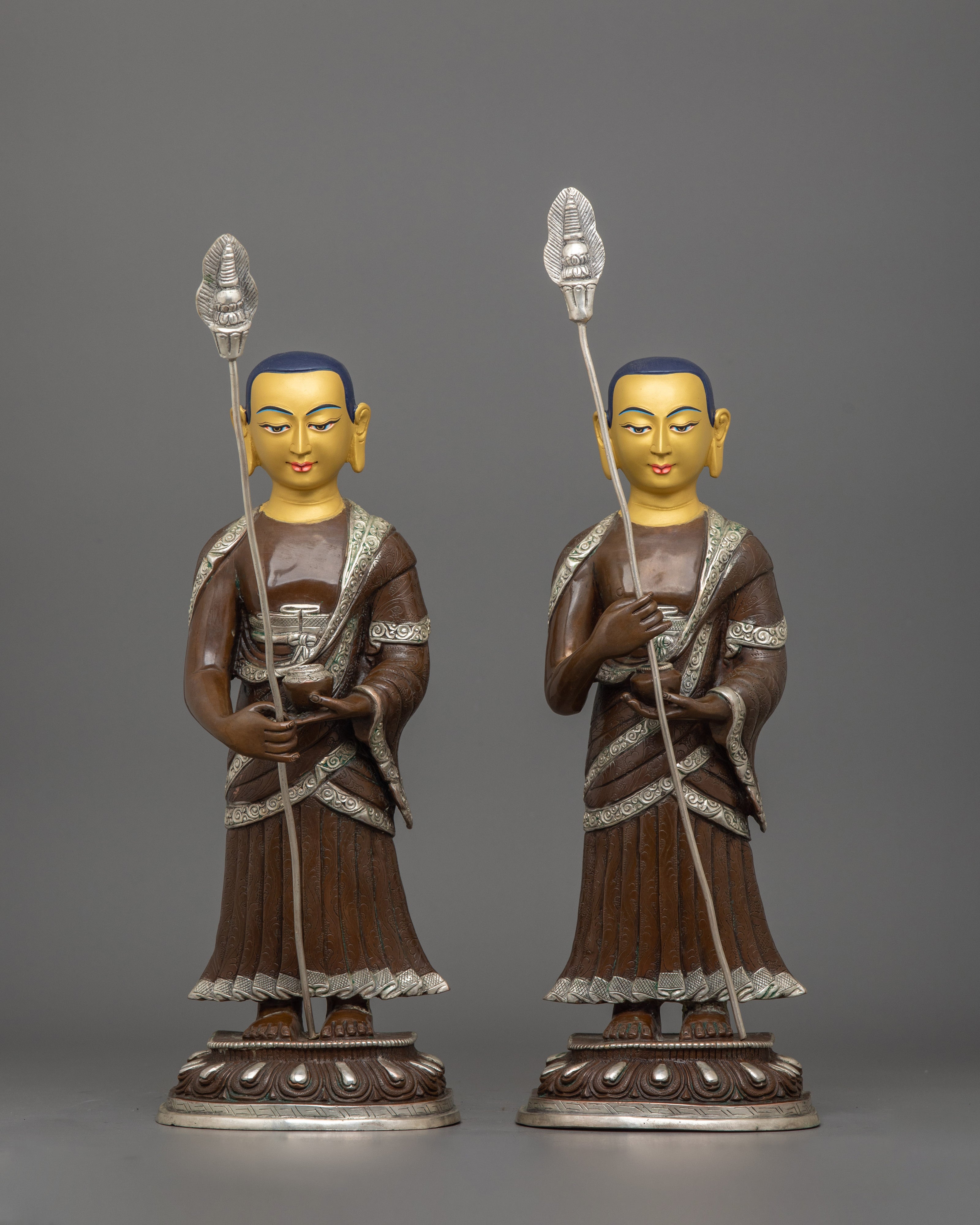 Handmade Statue of Shakyamuni Buddha with Two Disciples | The Buddha of Wisdom