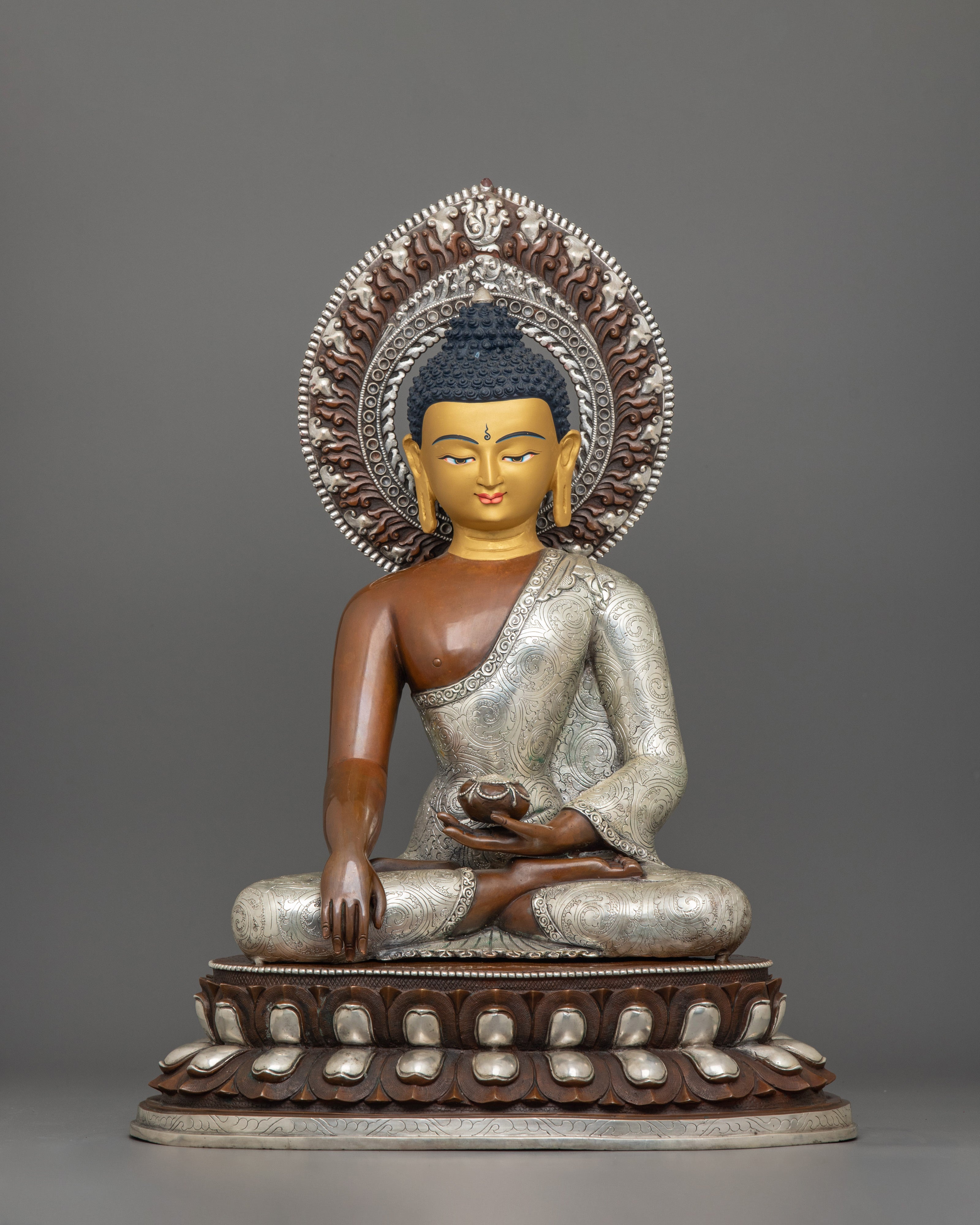 Handmade Statue of Shakyamuni Buddha with Two Disciples | The Buddha of Wisdom