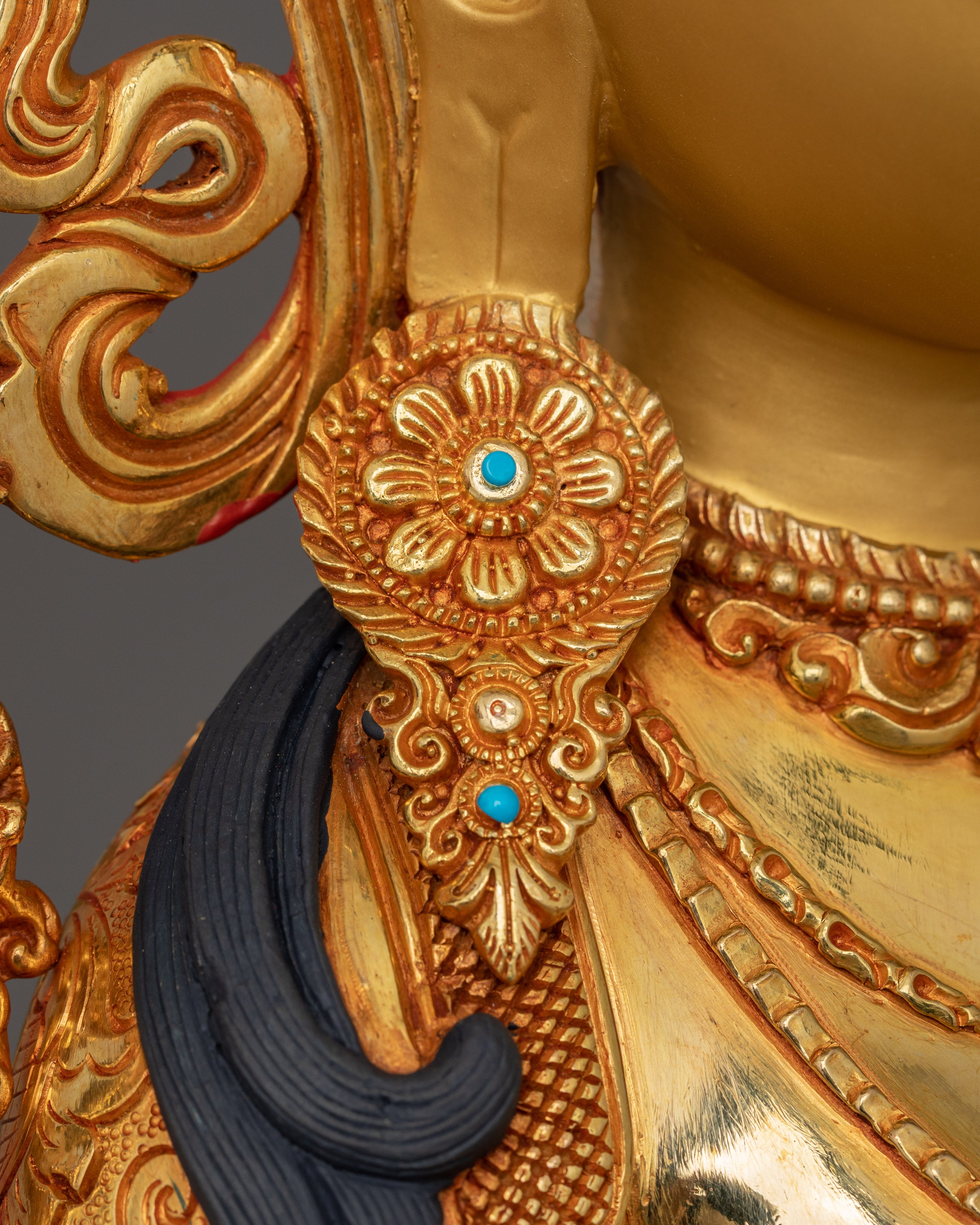 Handmade compassionate Protector Green Tara Statue | 24k Gold Gilded Sculpture