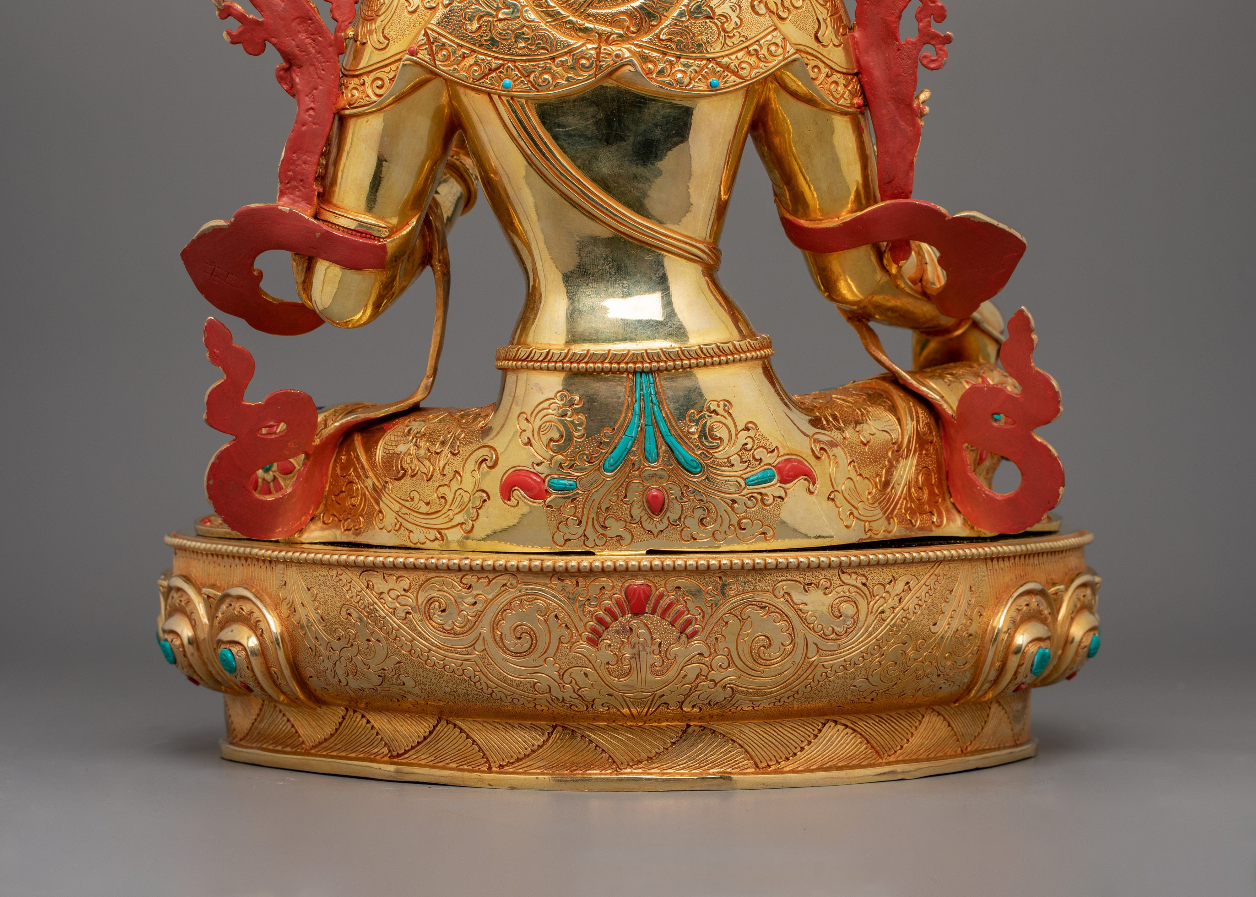 Handmade compassionate Protector Green Tara Statue | 24k Gold Gilded Sculpture