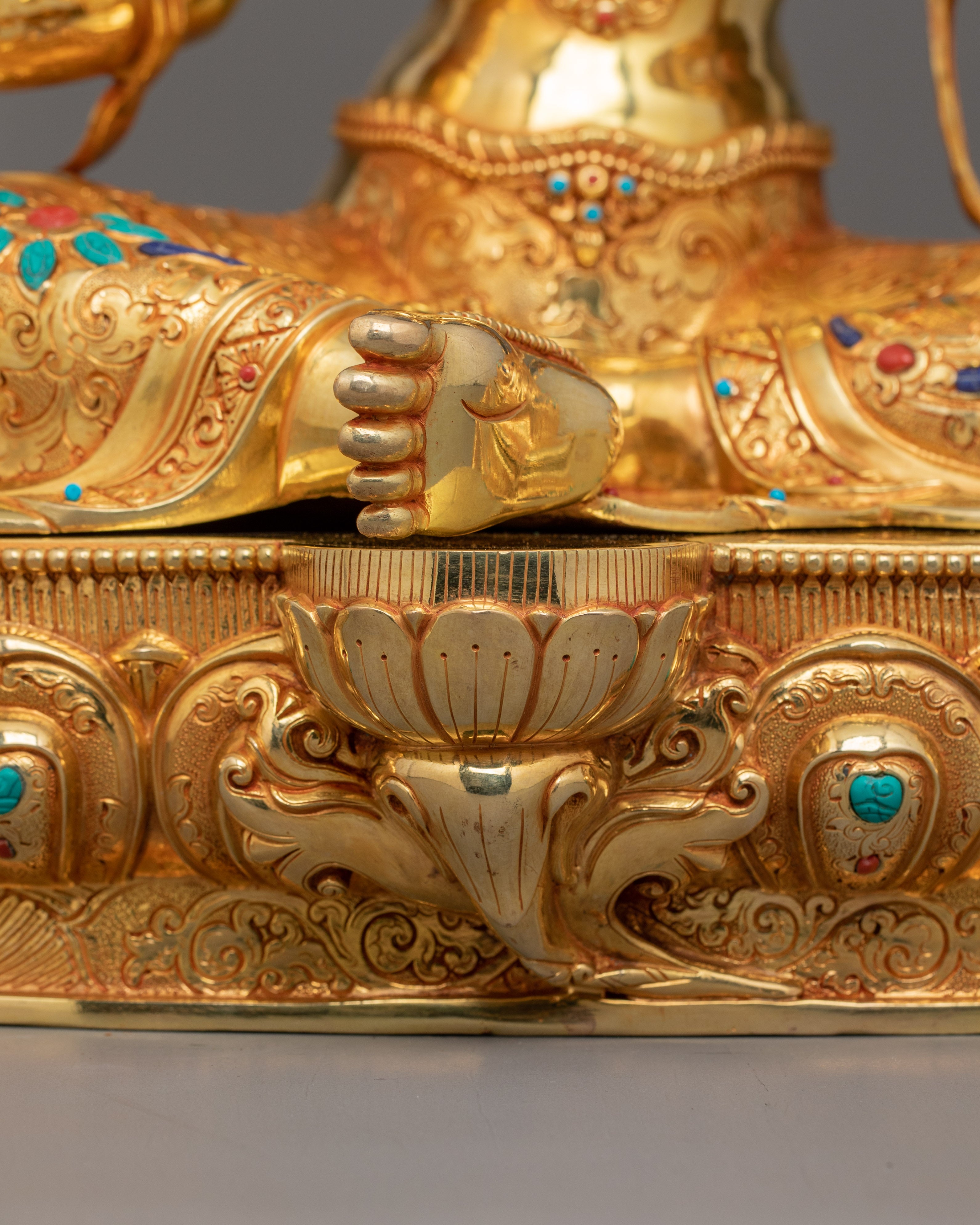 Handmade compassionate Protector Green Tara Statue | 24k Gold Gilded Sculpture