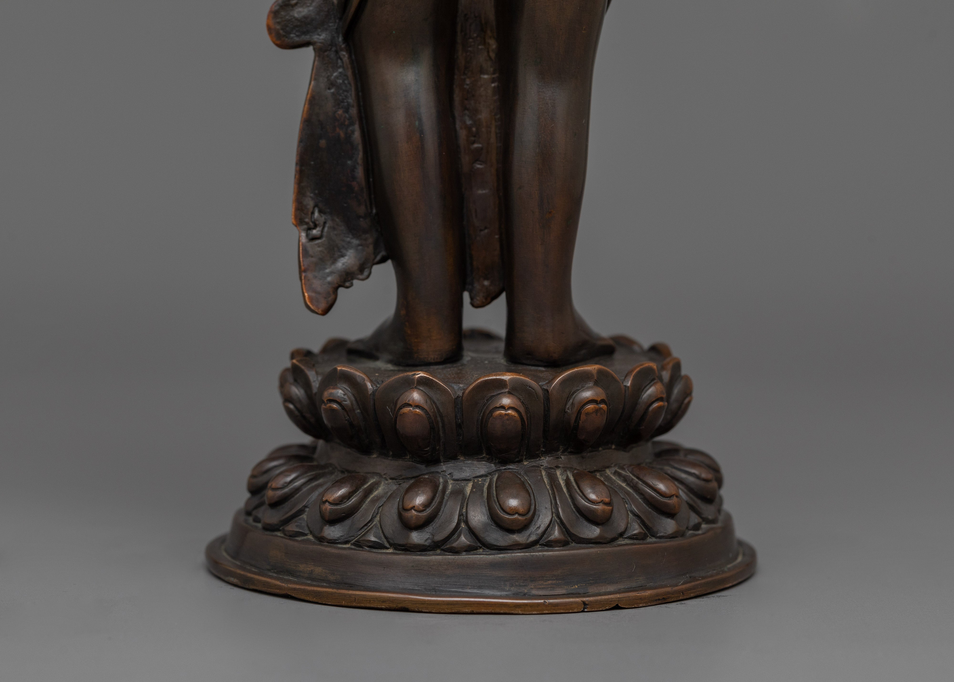 Standing Lokeshwor Sculpture | Oxidized Copper Body