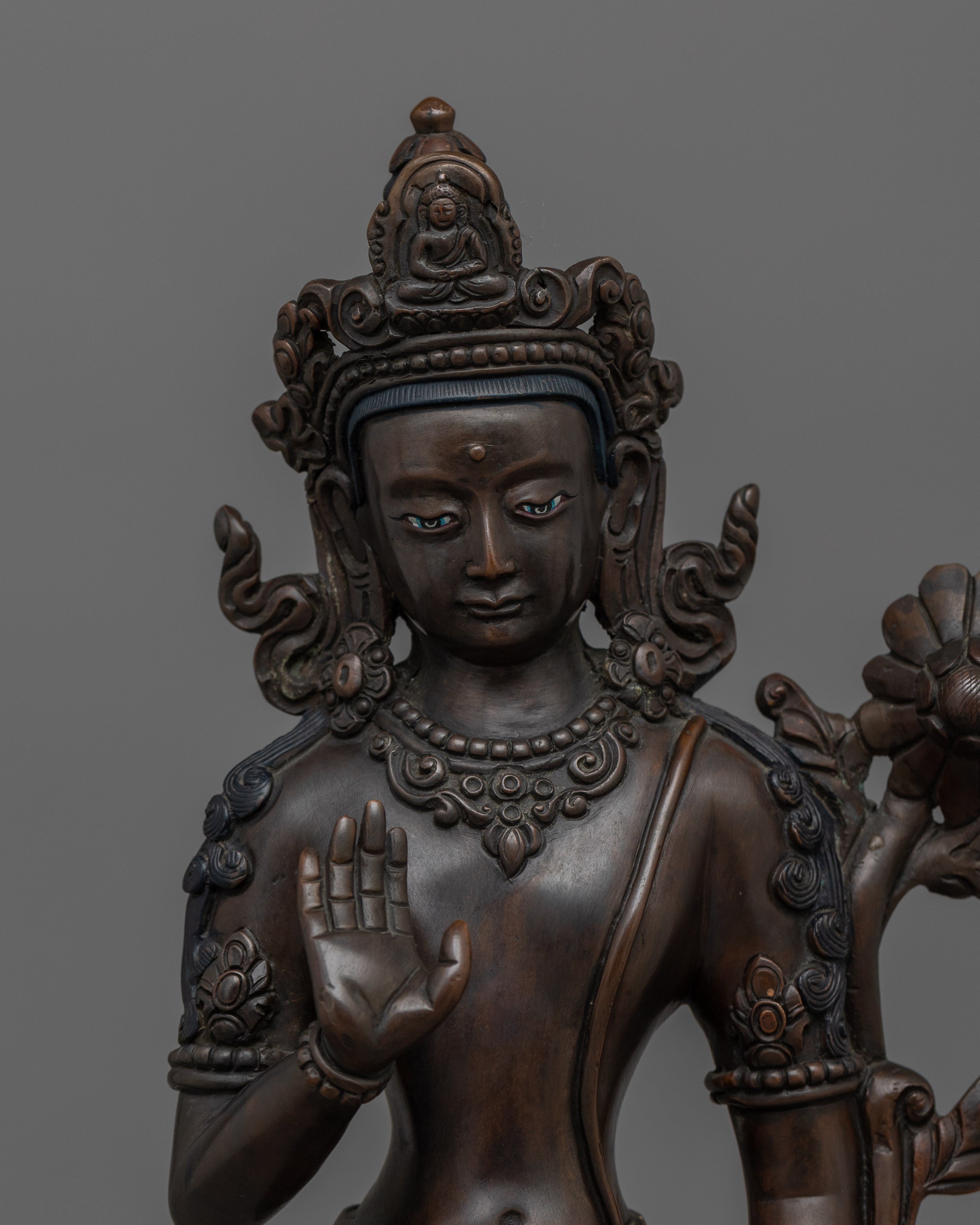 Standing Lokeshwor Sculpture | Oxidized Copper Body