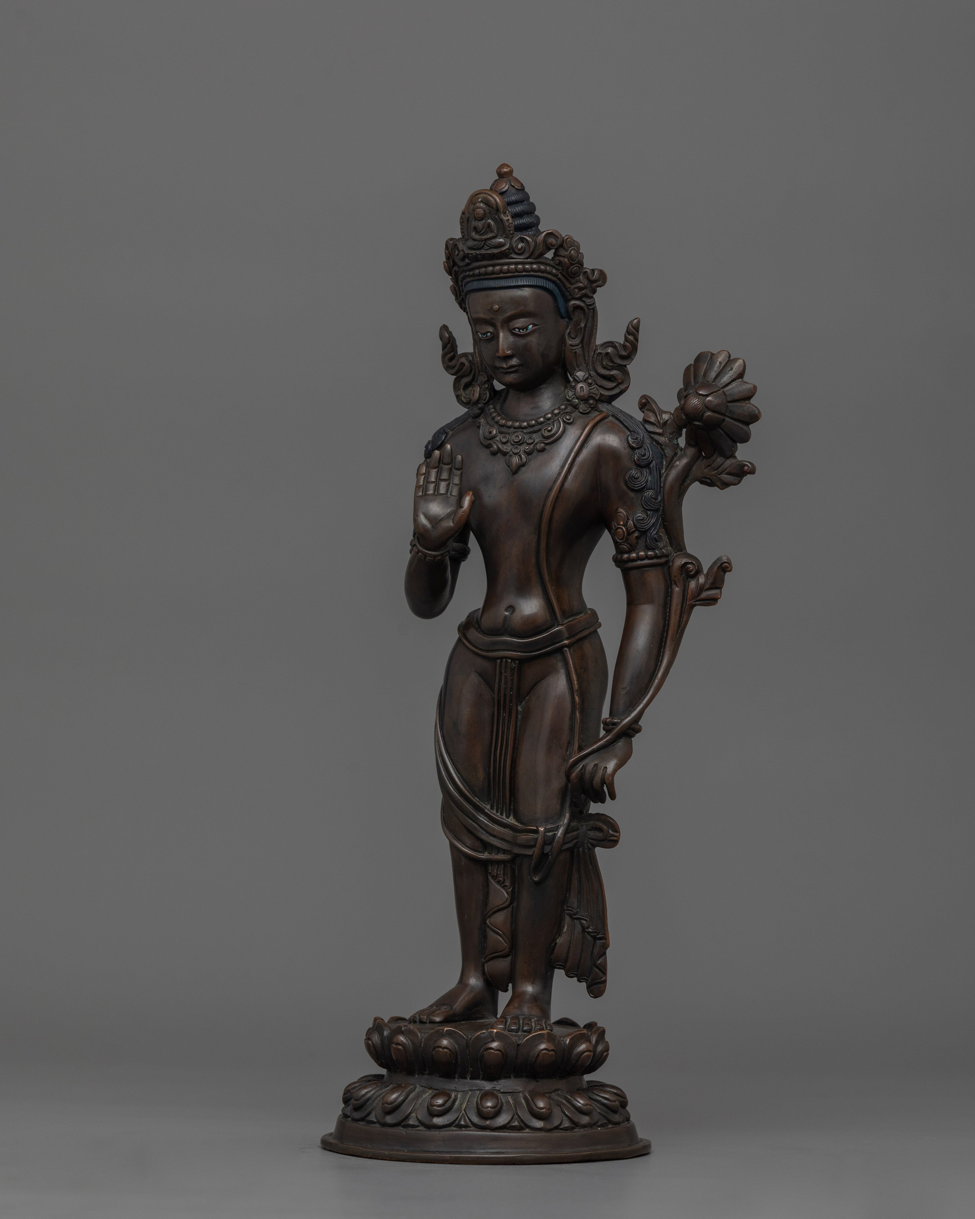 Standing Lokeshwor Sculpture | Oxidized Copper Body