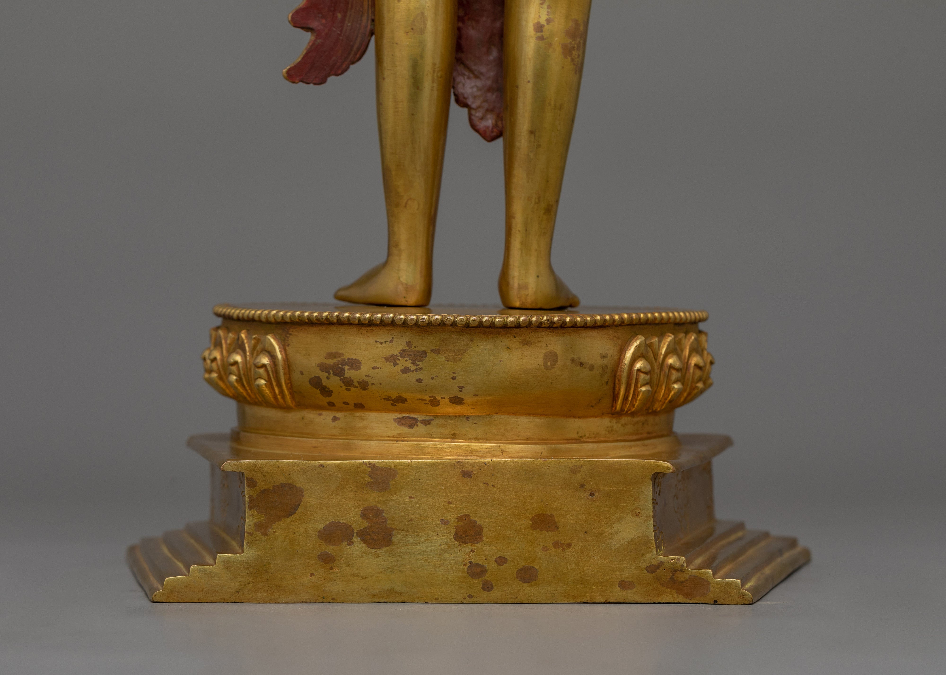 Beautiful Standing Green Tara Statue | 24K Gold Gilded