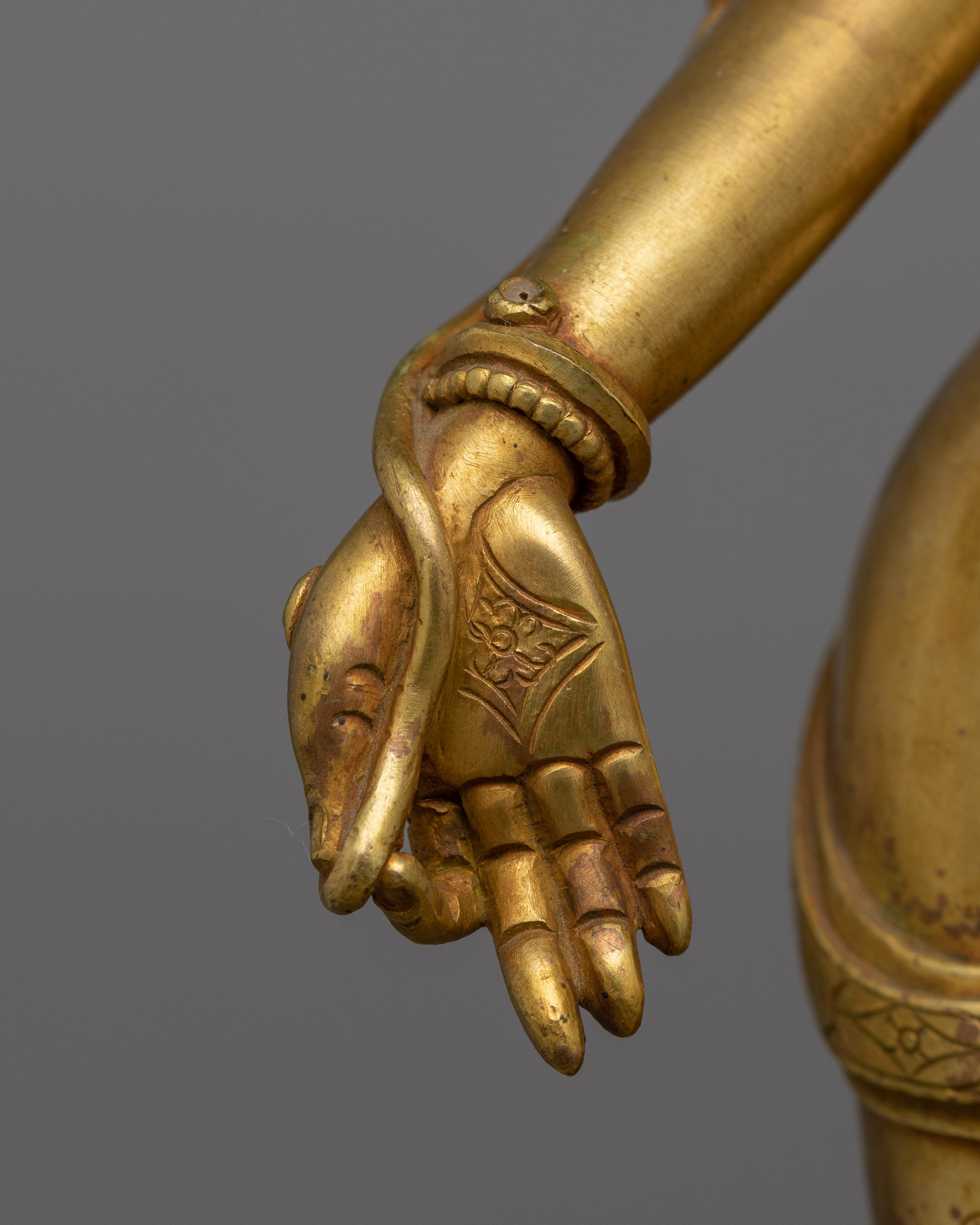 Beautiful Standing Green Tara Statue | 24K Gold Gilded