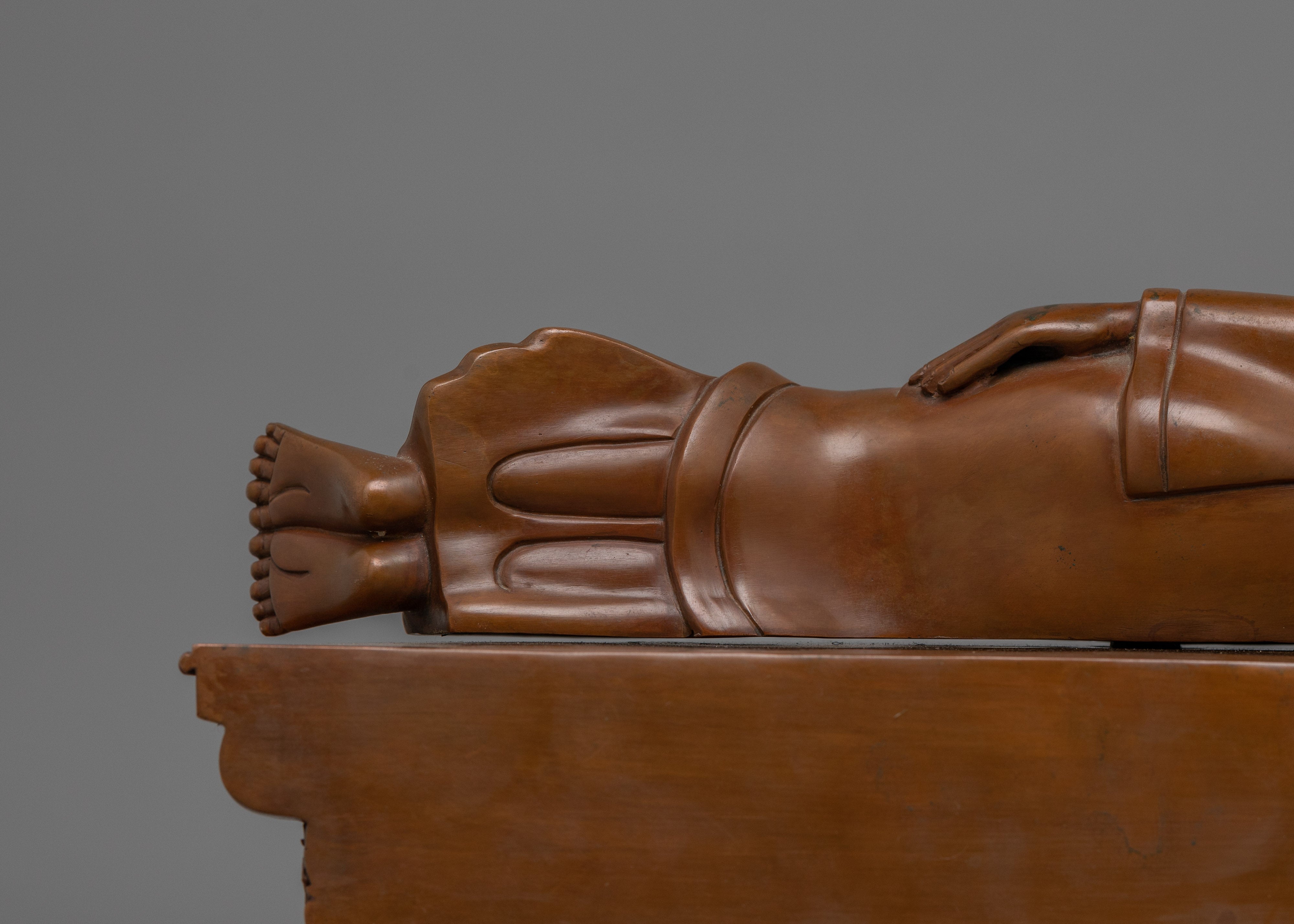 Sleeping Buddha Shakyamuni Statue | Oxidized Copper Body Sculpture