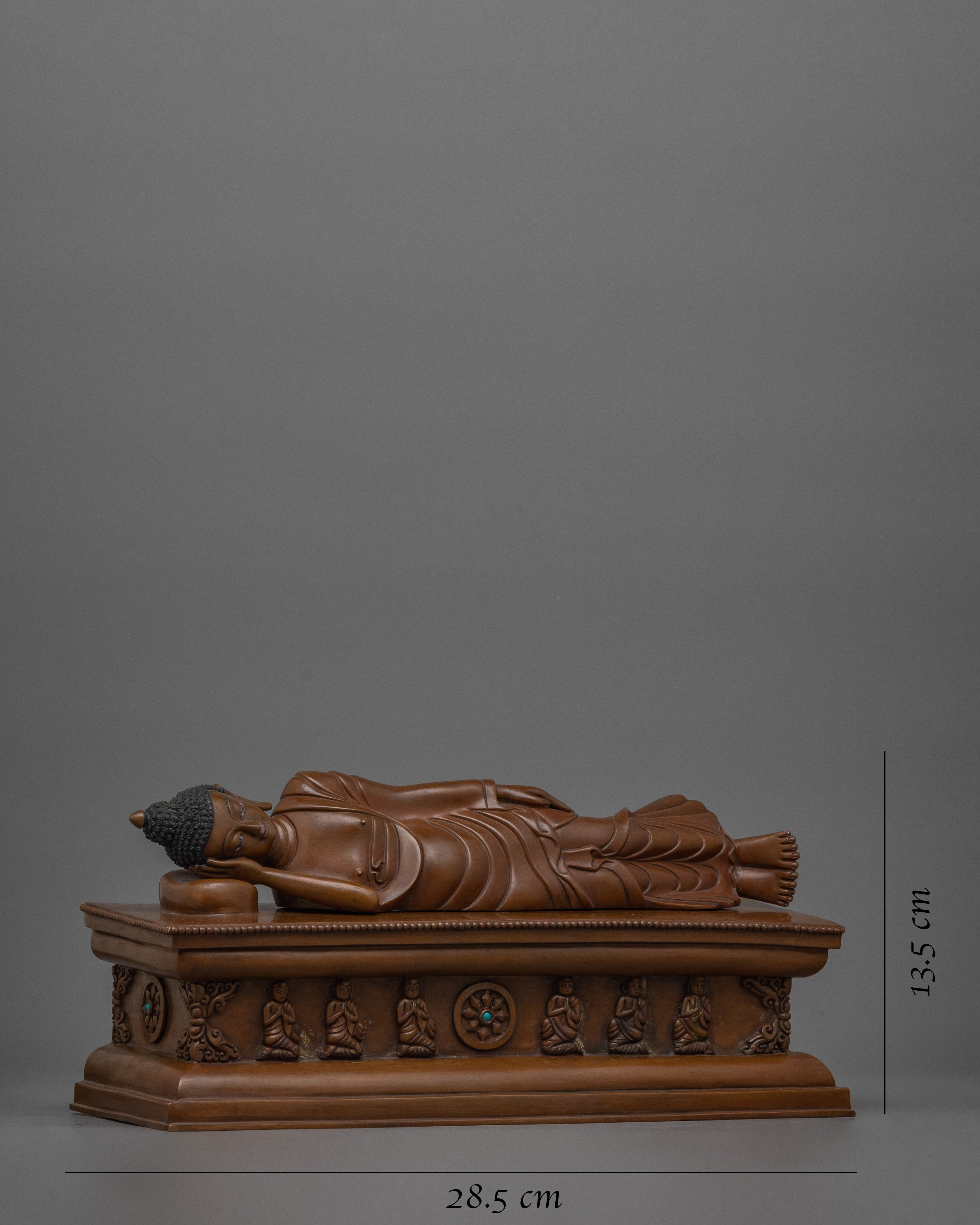 Sleeping Buddha Shakyamuni Statue | Oxidized Copper Body Sculpture