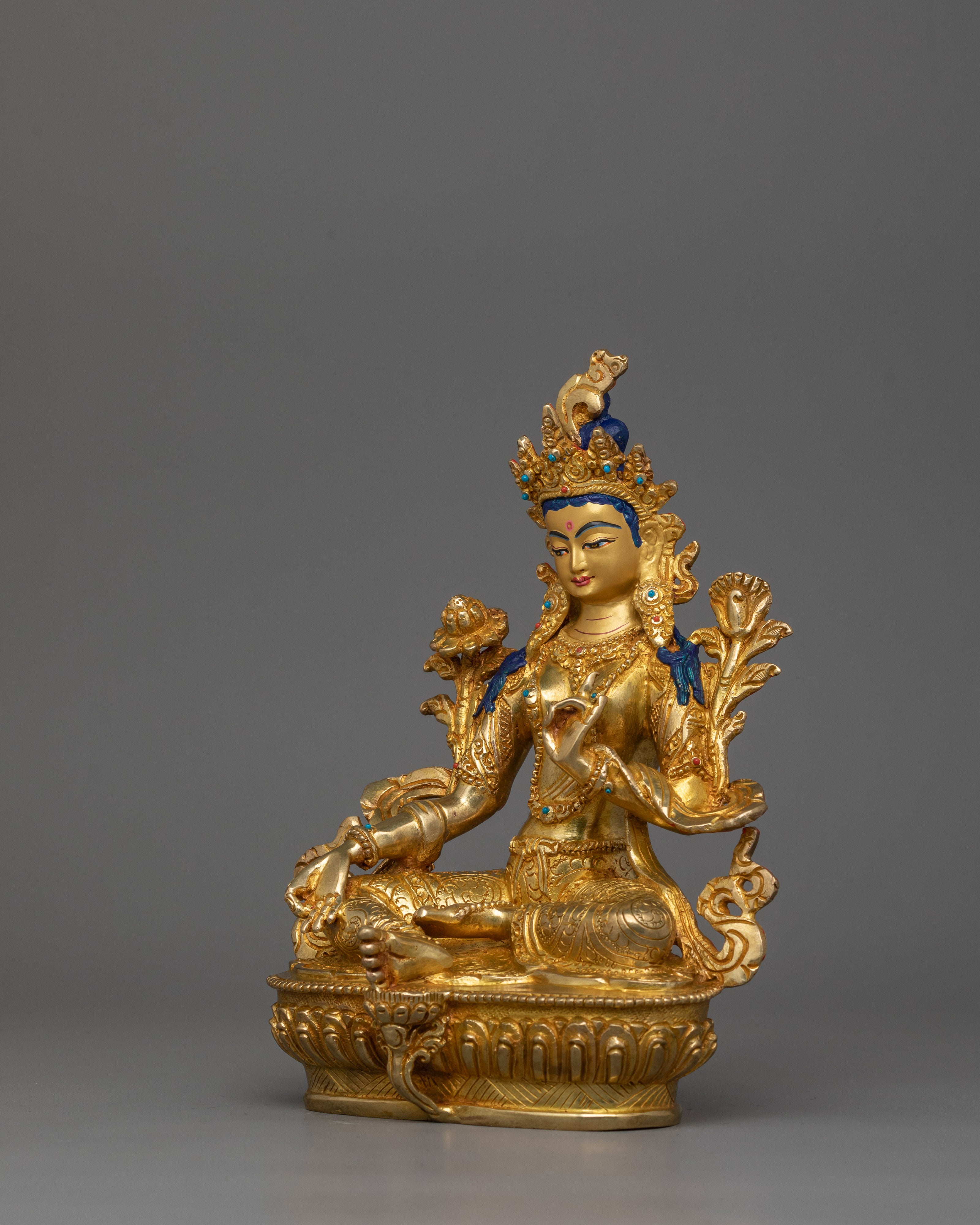 Green Tara Compassionate Buddhist Deity Figurine | Buddhist Art for Spiritual Growth