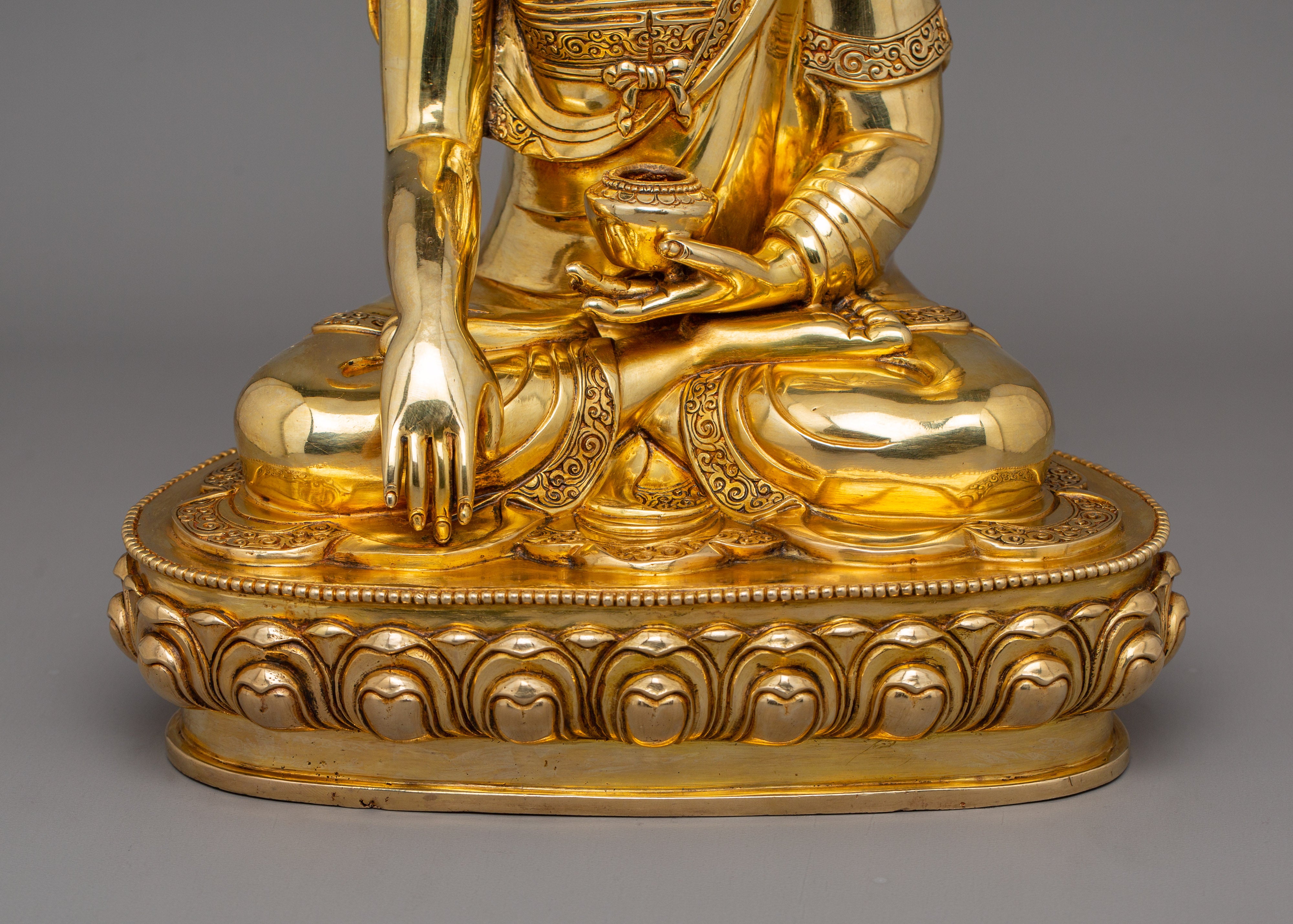 First historical Buddha Shakyamuni Statue | 24K Gold Gilded Sculpture