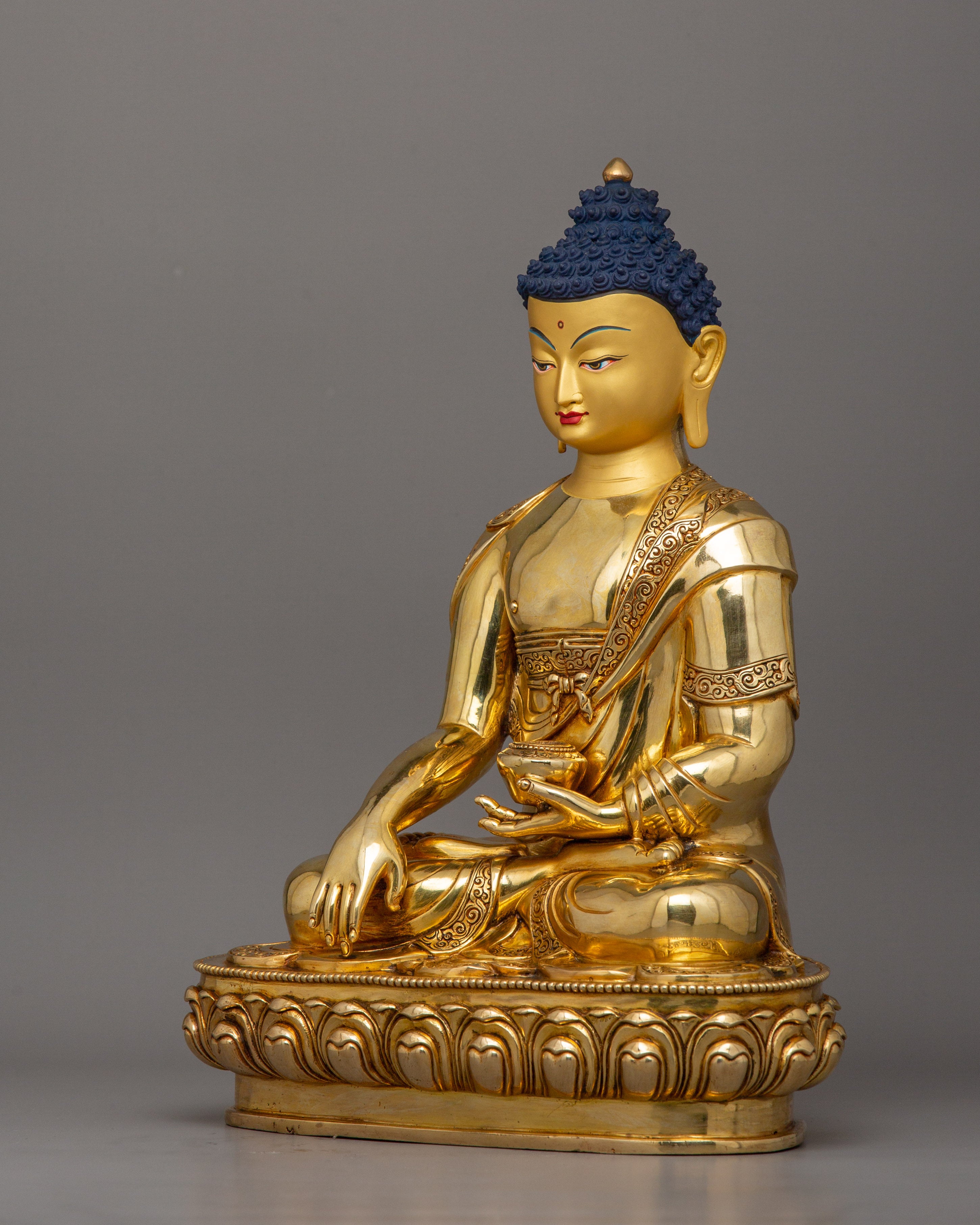 First historical Buddha Shakyamuni Statue | 24K Gold Gilded Sculpture