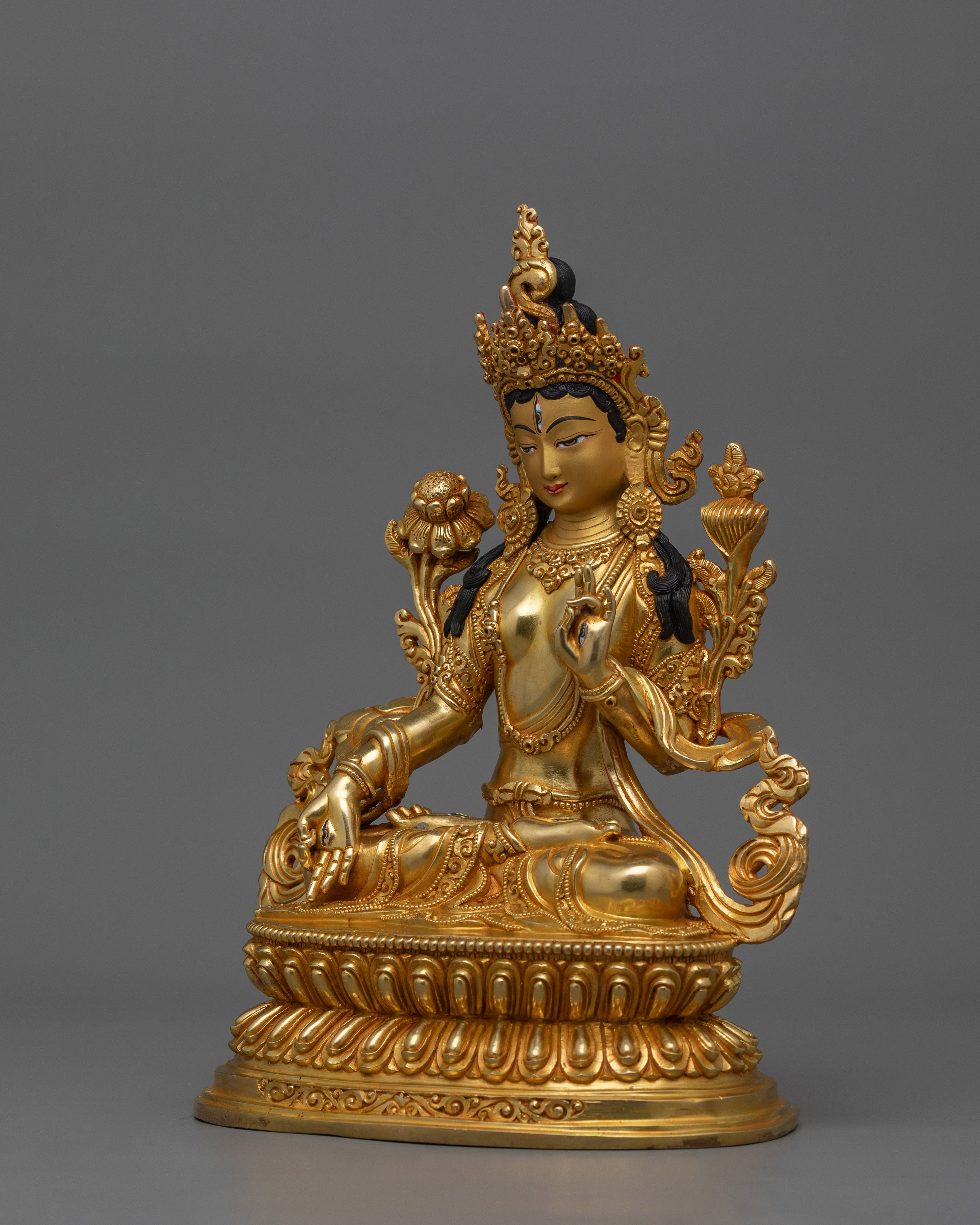 Himalayan Buddhist Deity White Tara Figurine | Goddess of Healing and Spiritual Protection