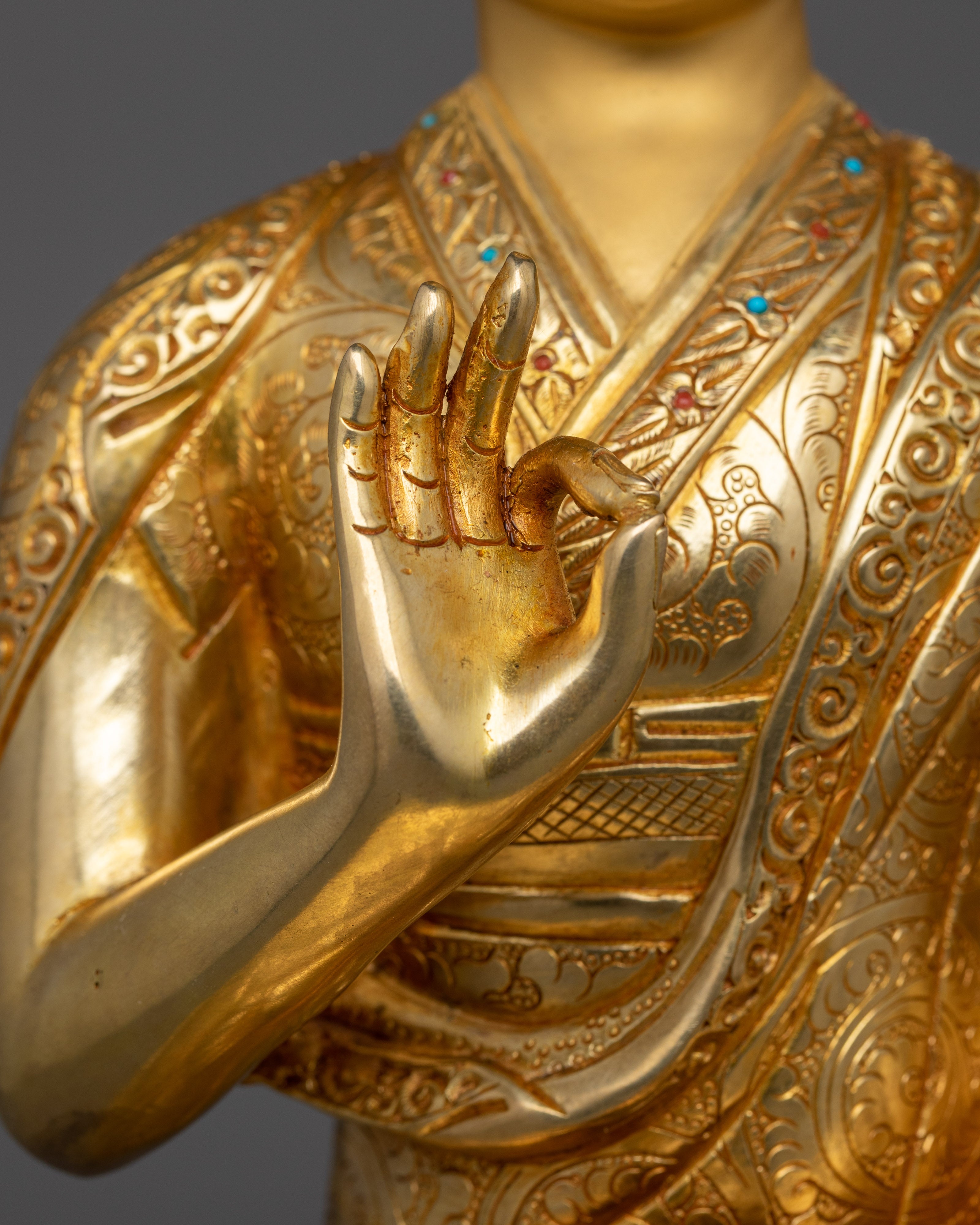 Himalayan Tsongkhapa Trio Set Statue | Spiritual Masters of Tibetan Buddhism