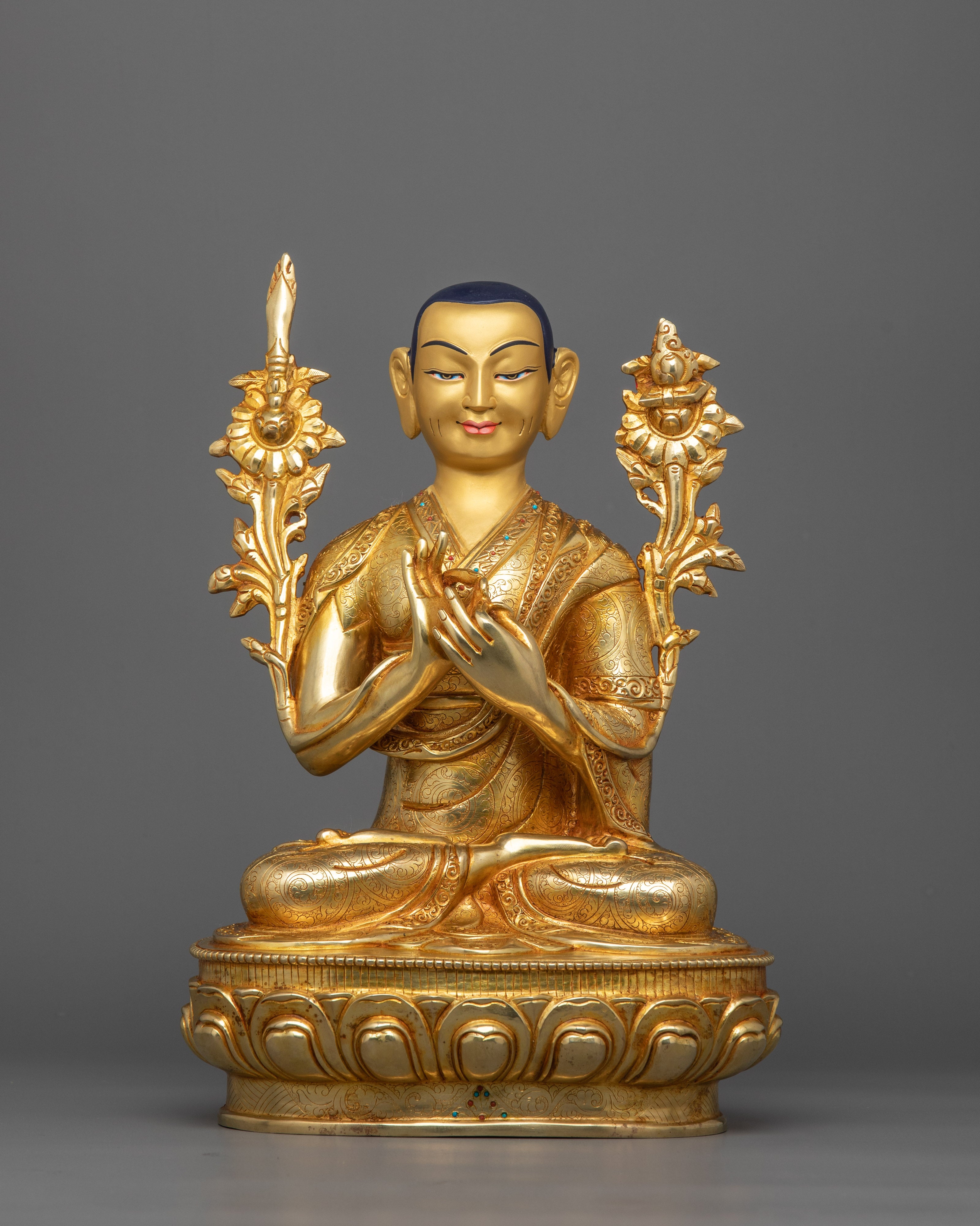 Himalayan Tsongkhapa Trio Set Statue | Spiritual Masters of Tibetan Buddhism