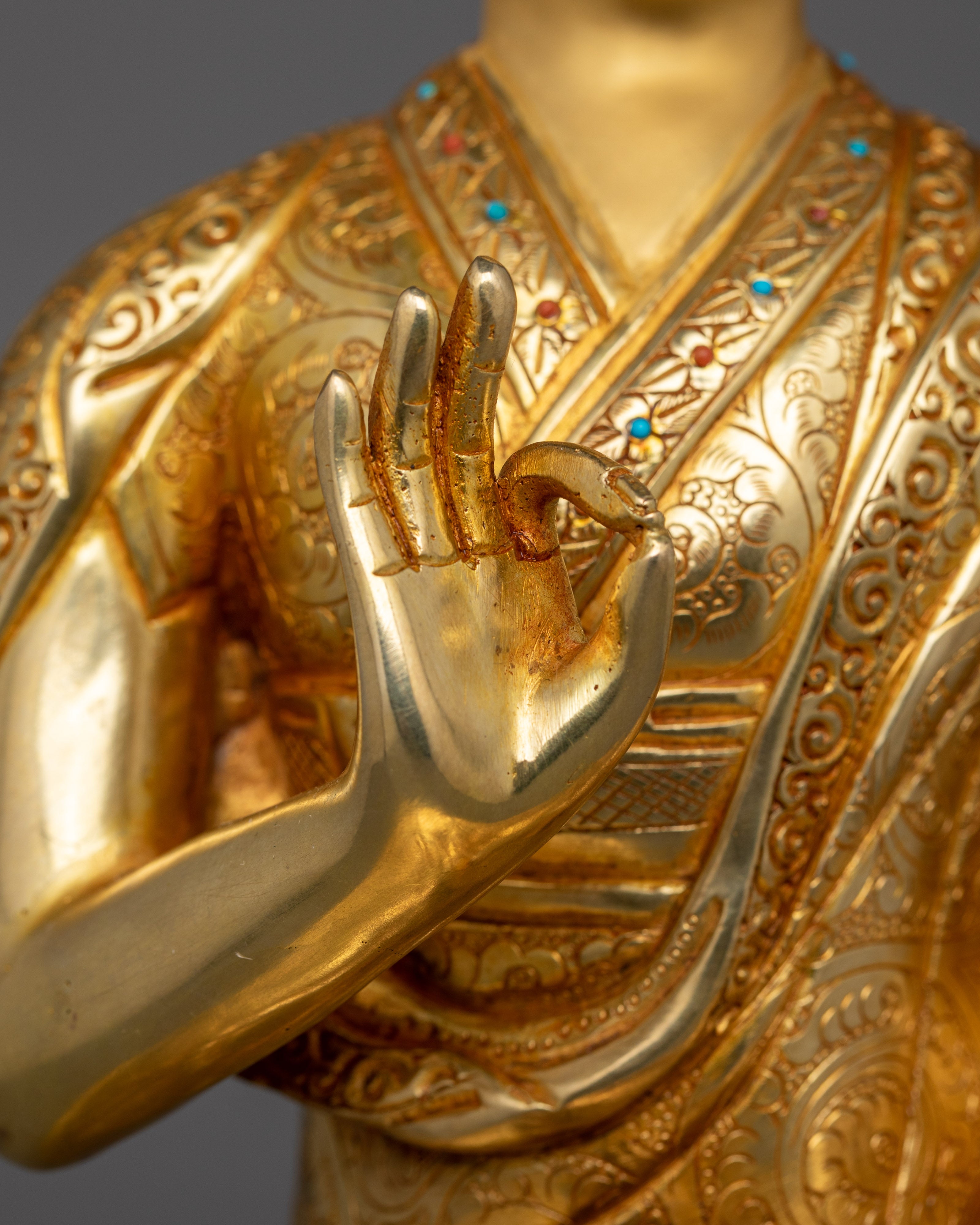 Himalayan Tsongkhapa Trio Set Statue | Spiritual Masters of Tibetan Buddhism