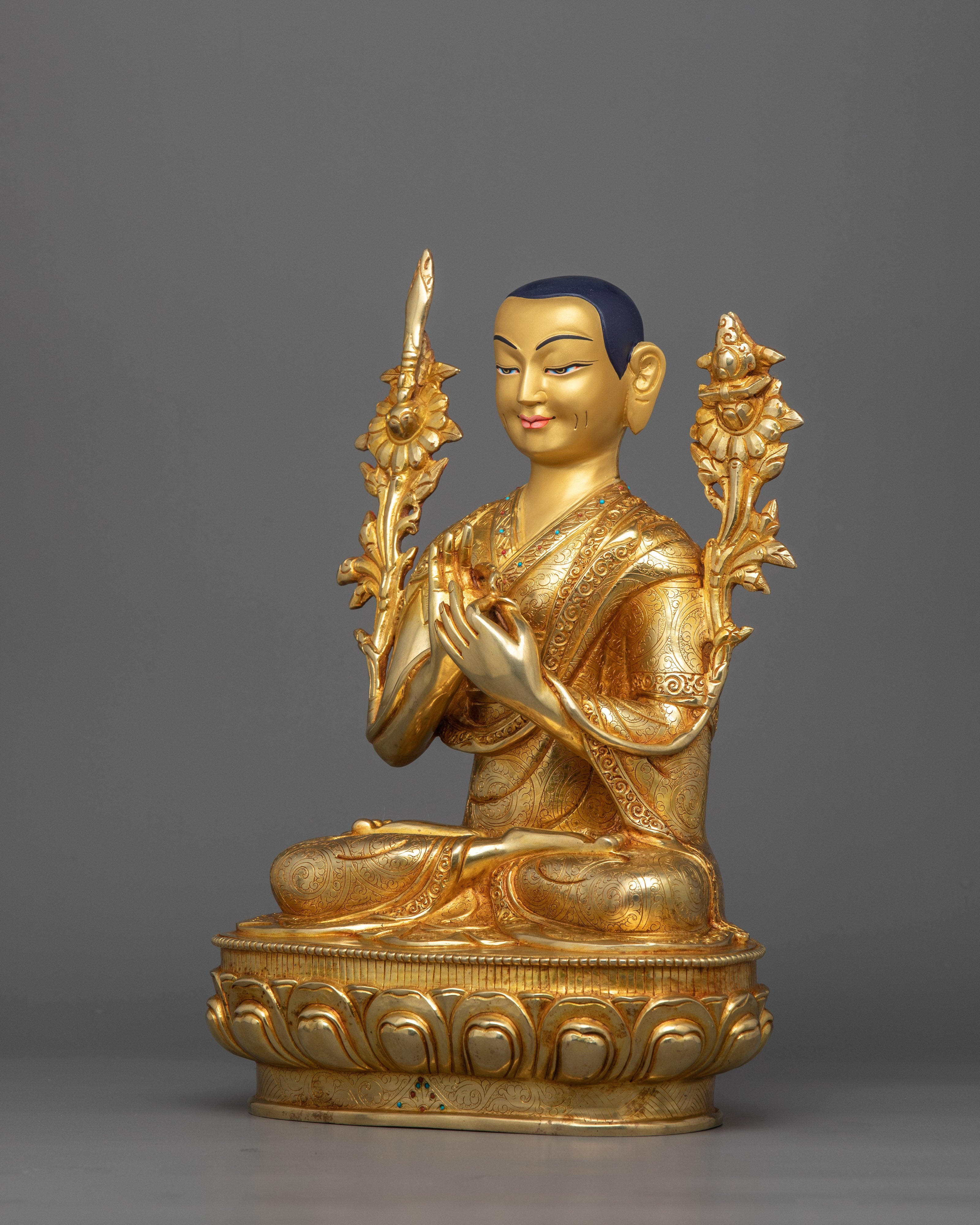 Himalayan Tsongkhapa Trio Set Statue | Spiritual Masters of Tibetan Buddhism
