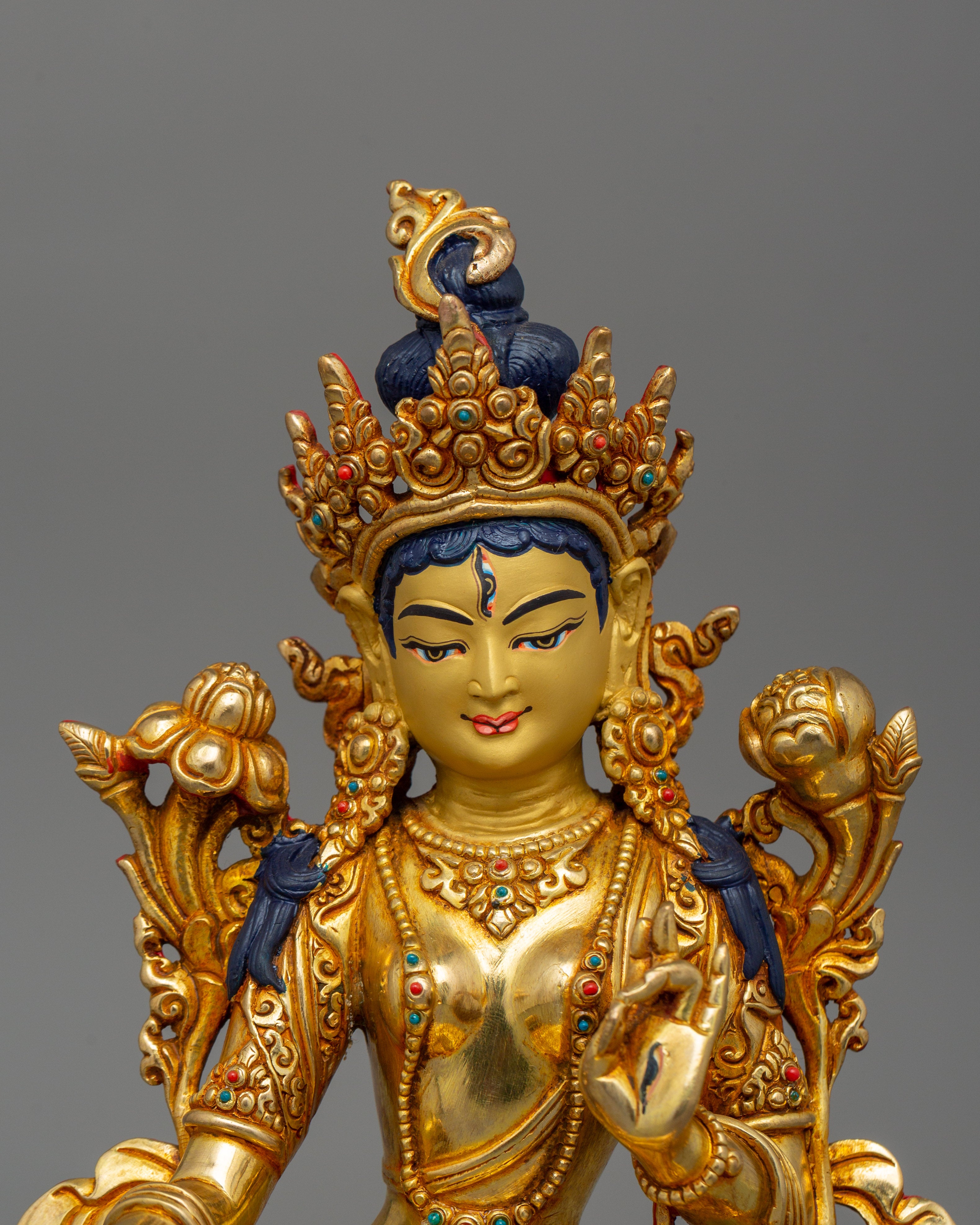 Tibetan Statue of Seven-Eyes Deity White Tara | Goddess of Compassion and Healing