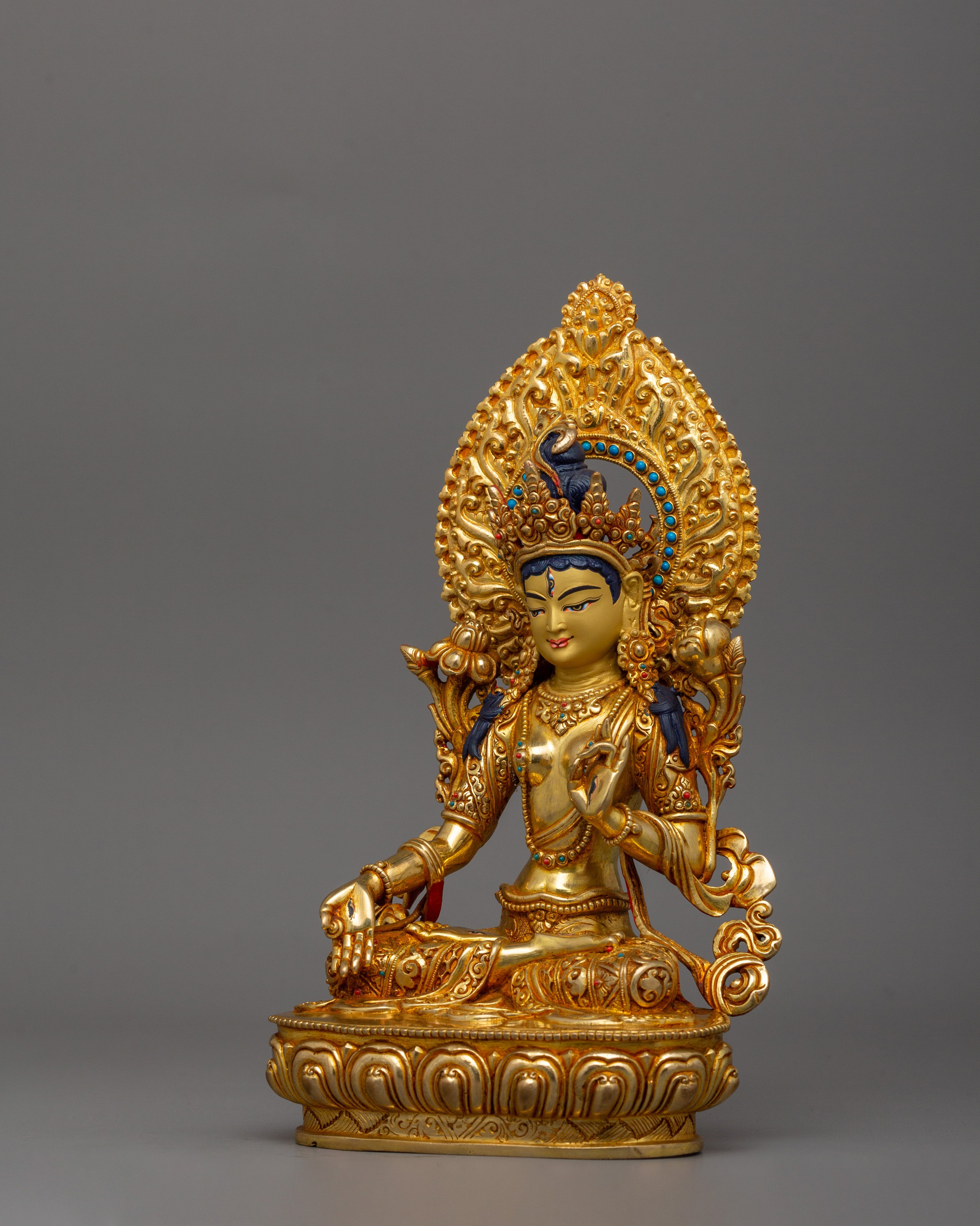 Tibetan Statue of Seven-Eyes Deity White Tara | Goddess of Compassion and Healing