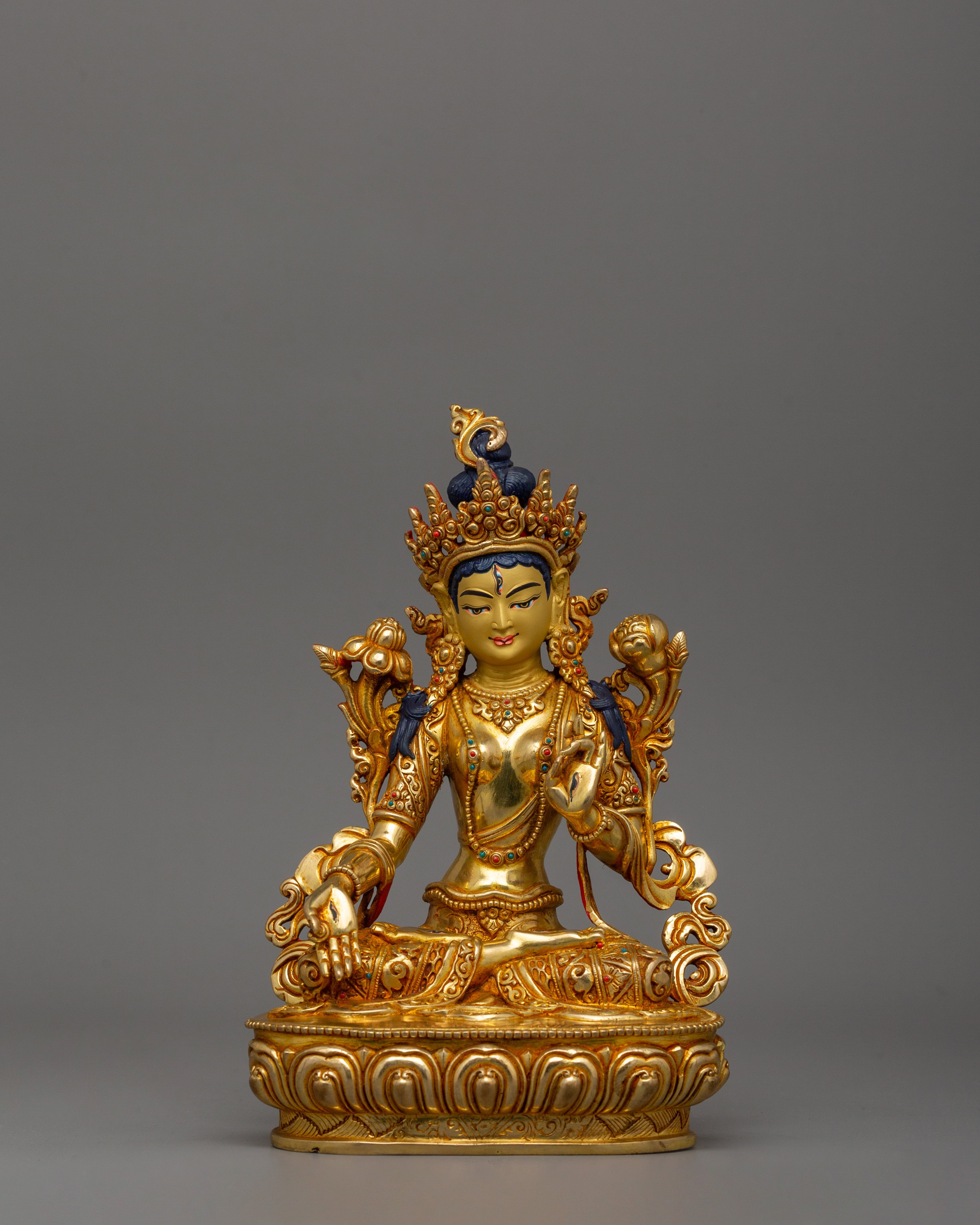 Tibetan Statue of Seven-Eyes Deity White Tara | Goddess of Compassion and Healing