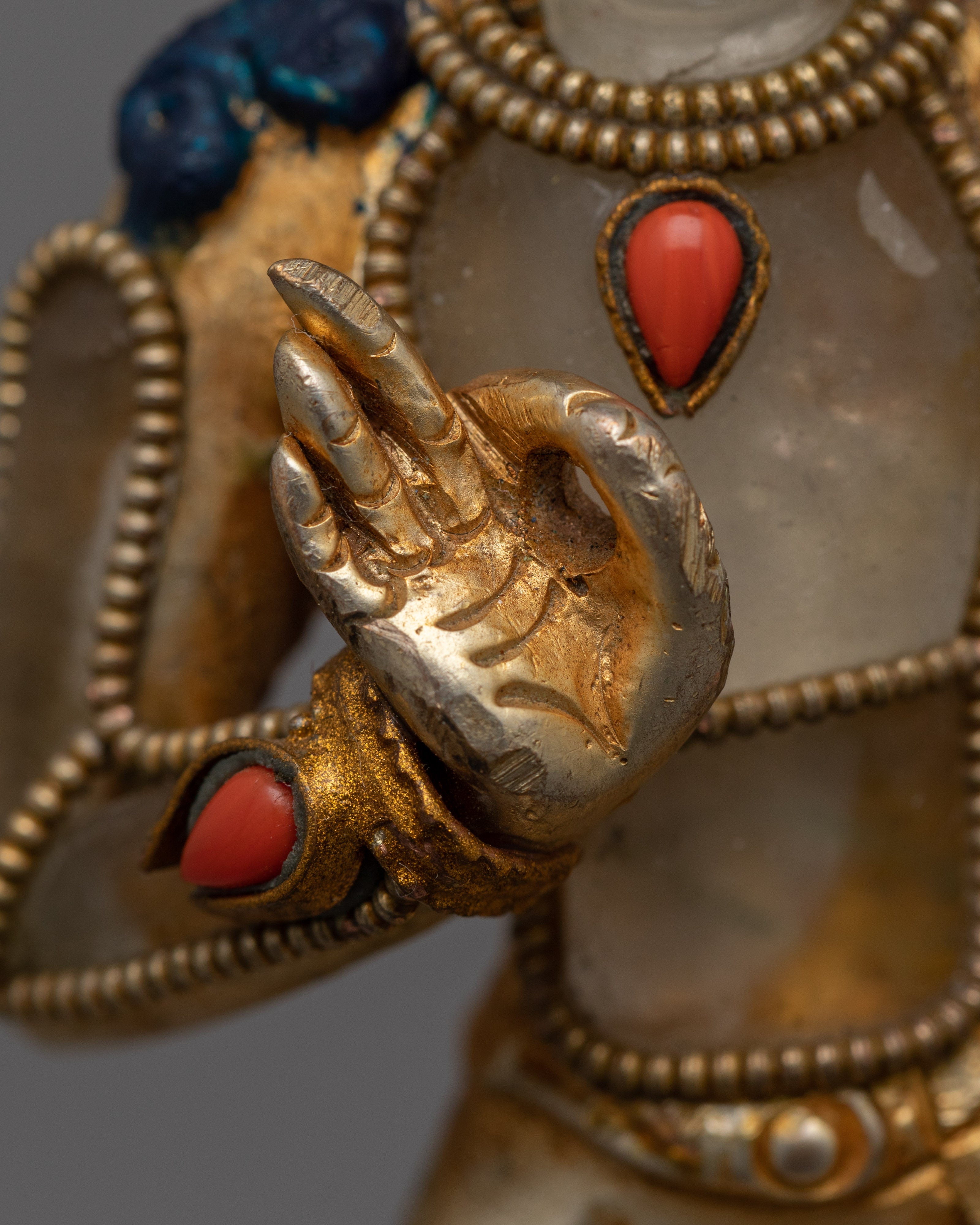 Maitreya Buddha with Crystal Body Statue | 24K Gold Gilded Sculpture