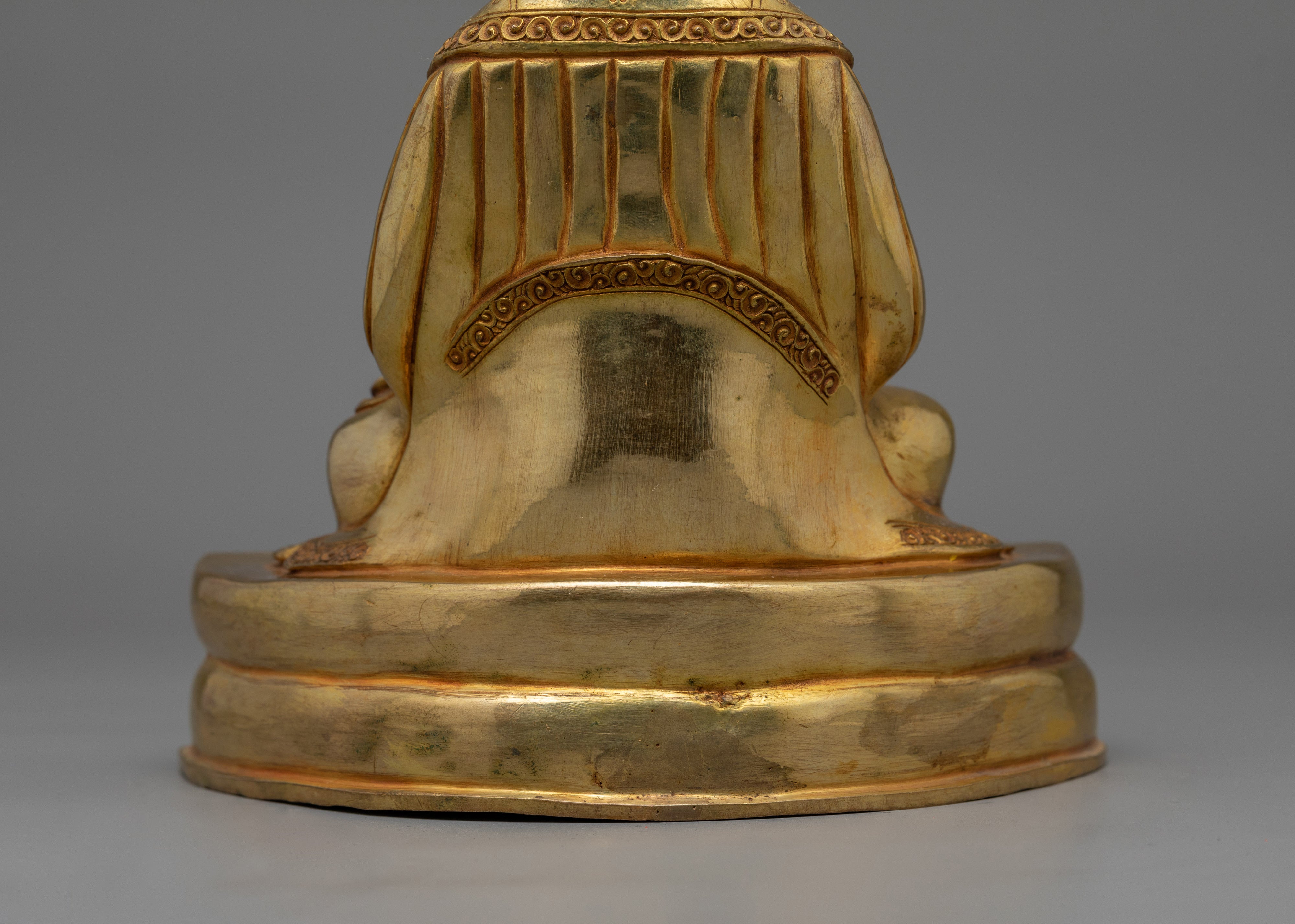 Buddhist Guru Gampopa Statue | 24K Gold Gilded Buddhist Sculpture