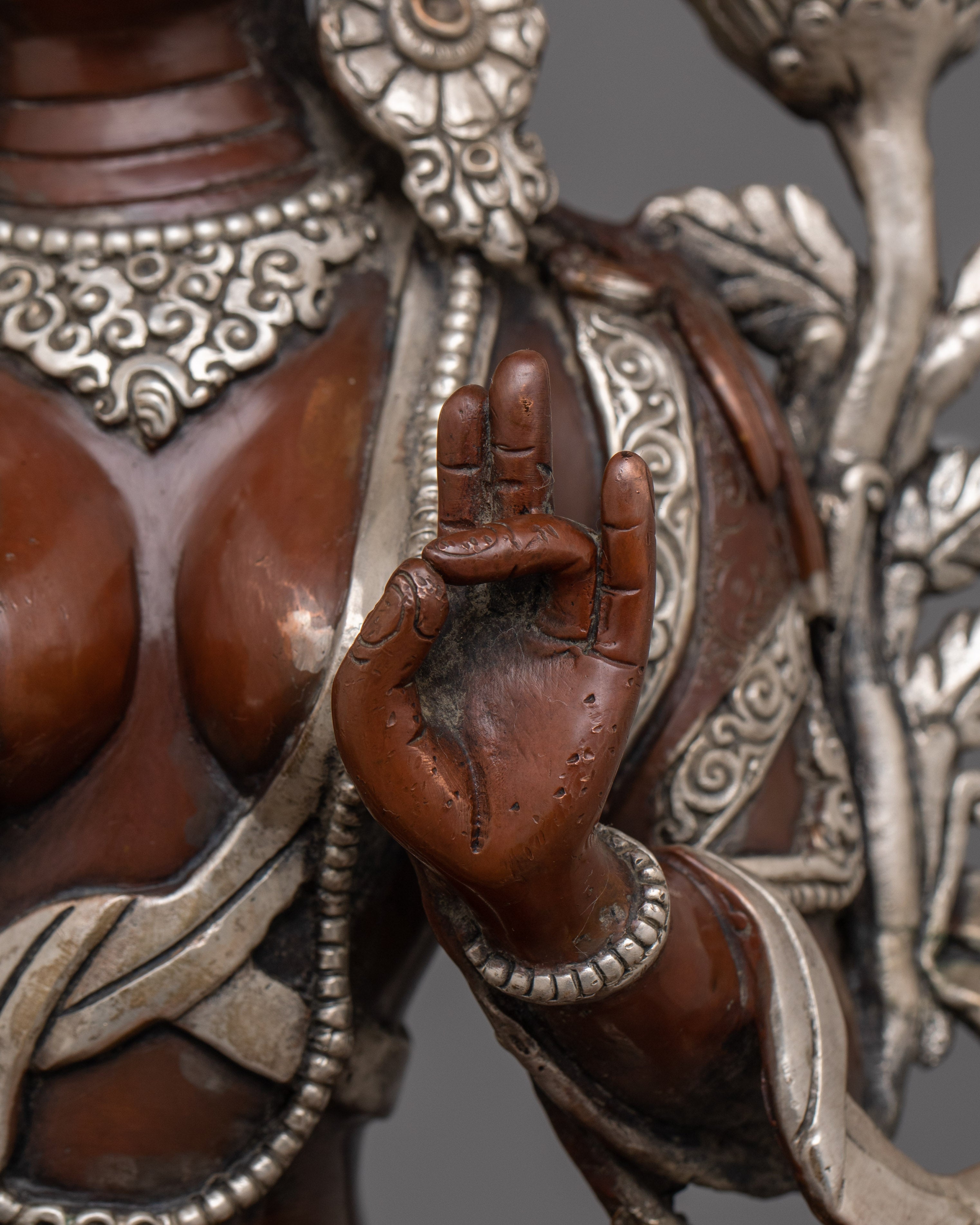 Himalayan Sculpture of Divine Deity Green Tara | Oxidized Copper Buddhist Statue