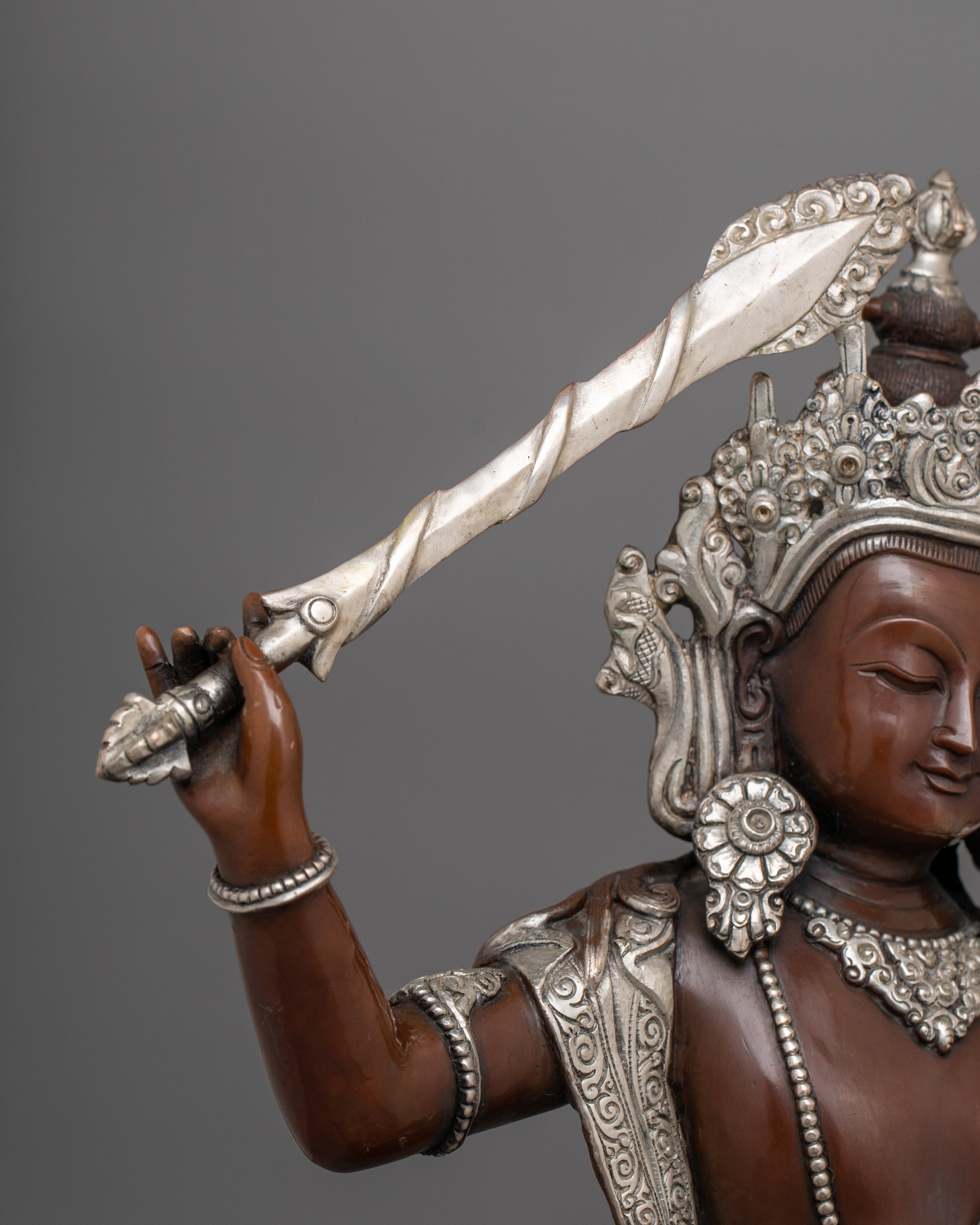 Handmade Tibetan Figurine of Manjushri | Bodhisattva of Wisdom and Knowledge