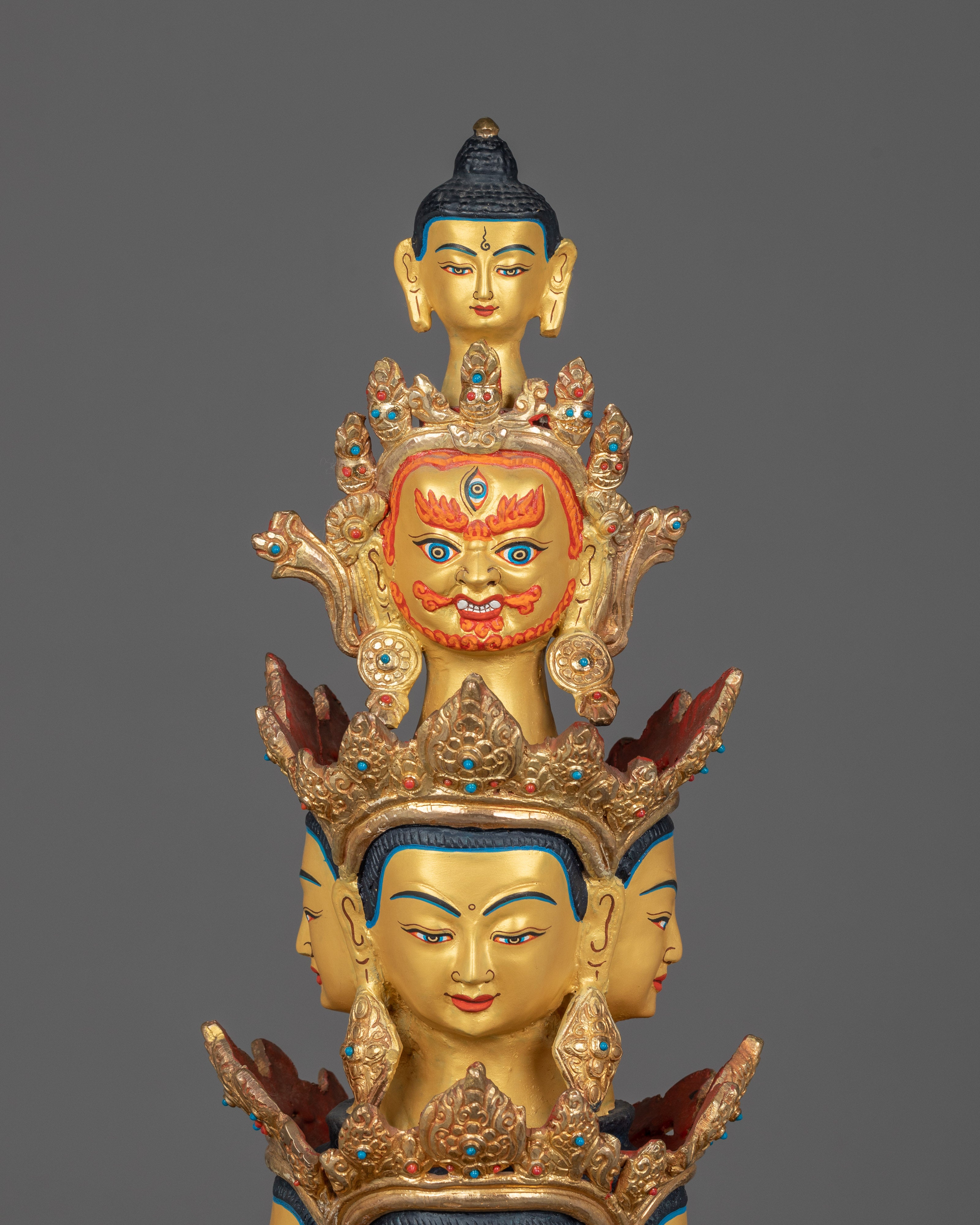 Thousand Armed Chenrezig Sculpture | 24K Gold Gilded Copper Artwork