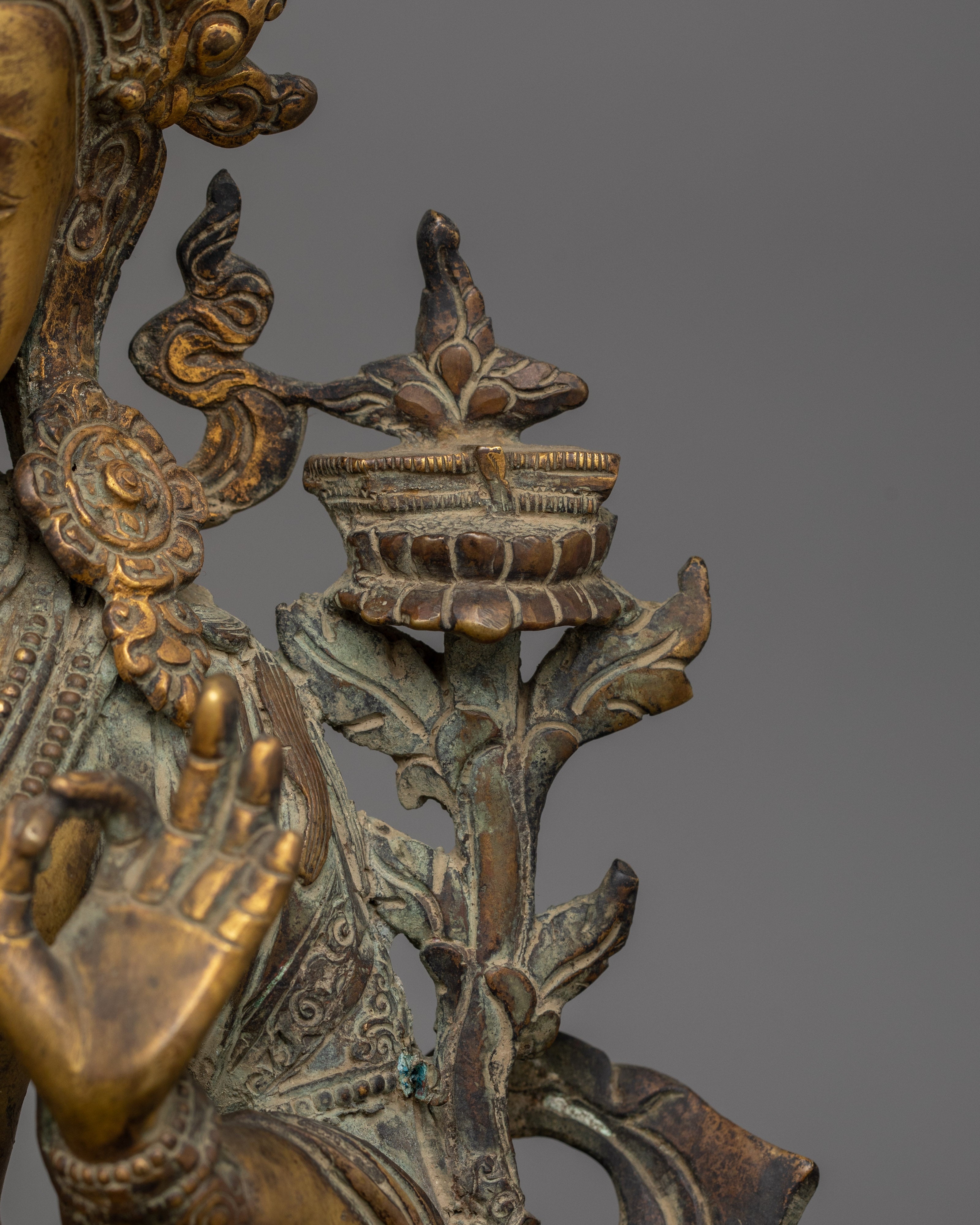 Handcrafted Antique Finish Manjushri Statue | Bodhisattva Wisdom Deity