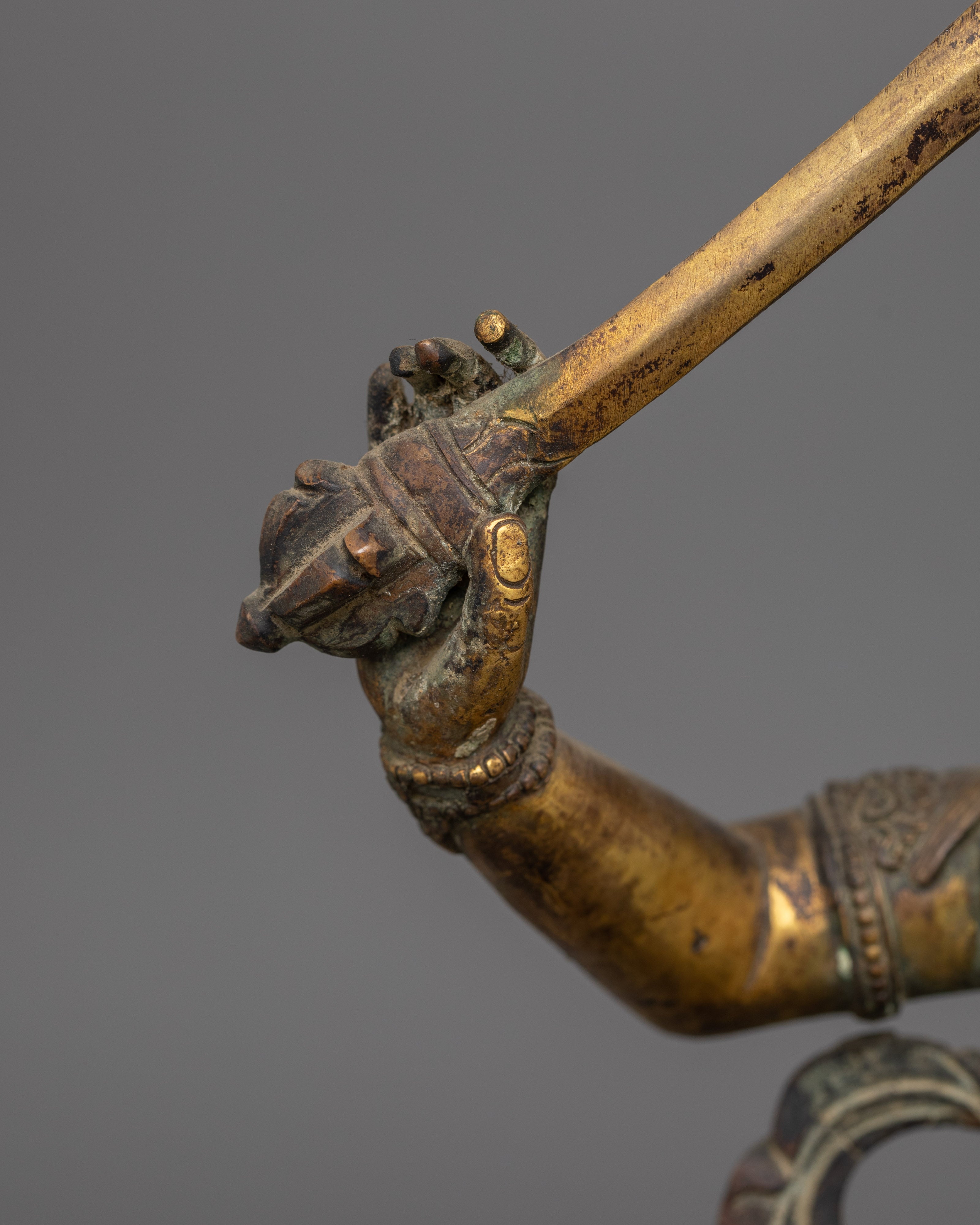 Handcrafted Antique Finish Manjushri Statue | Bodhisattva Wisdom Deity